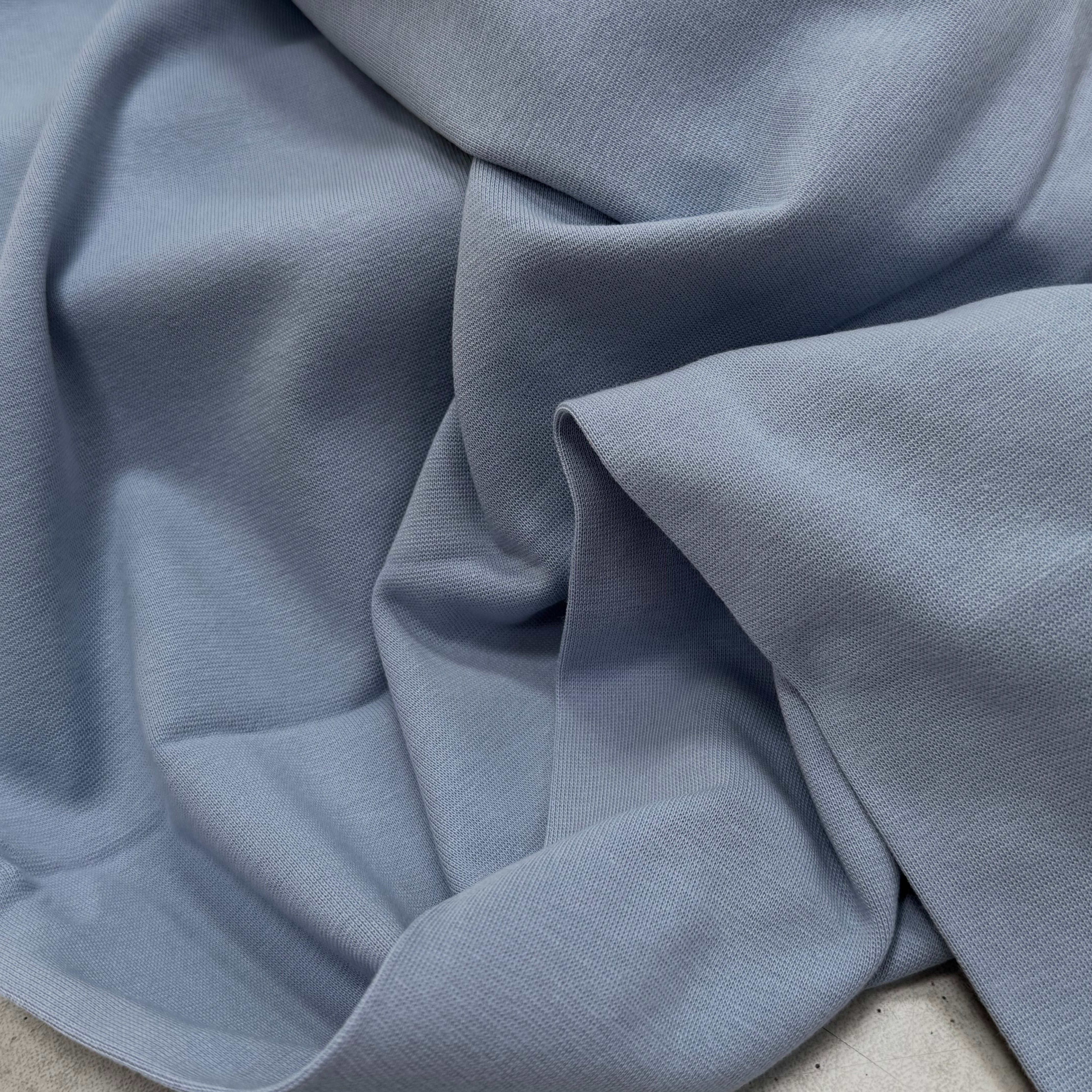 JERSEY COTON 2% ÉLASTHANNE TUBULAIRE 70CM CÔTE 1X1 BLUE BLIZZARD - My Little Coupon