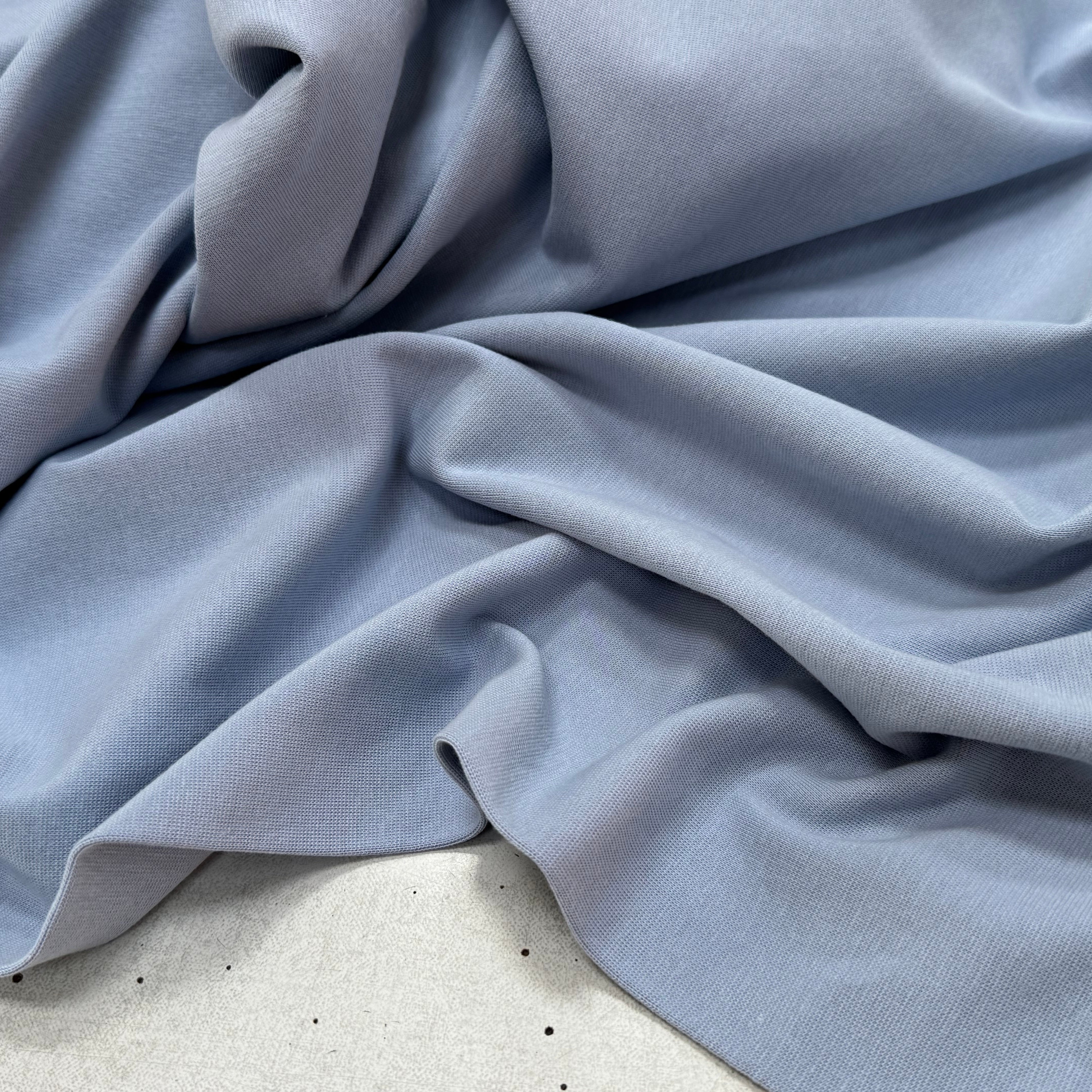 JERSEY COTON 2% ÉLASTHANNE TUBULAIRE 70CM CÔTE 1X1 BLUE BLIZZARD - My Little Coupon