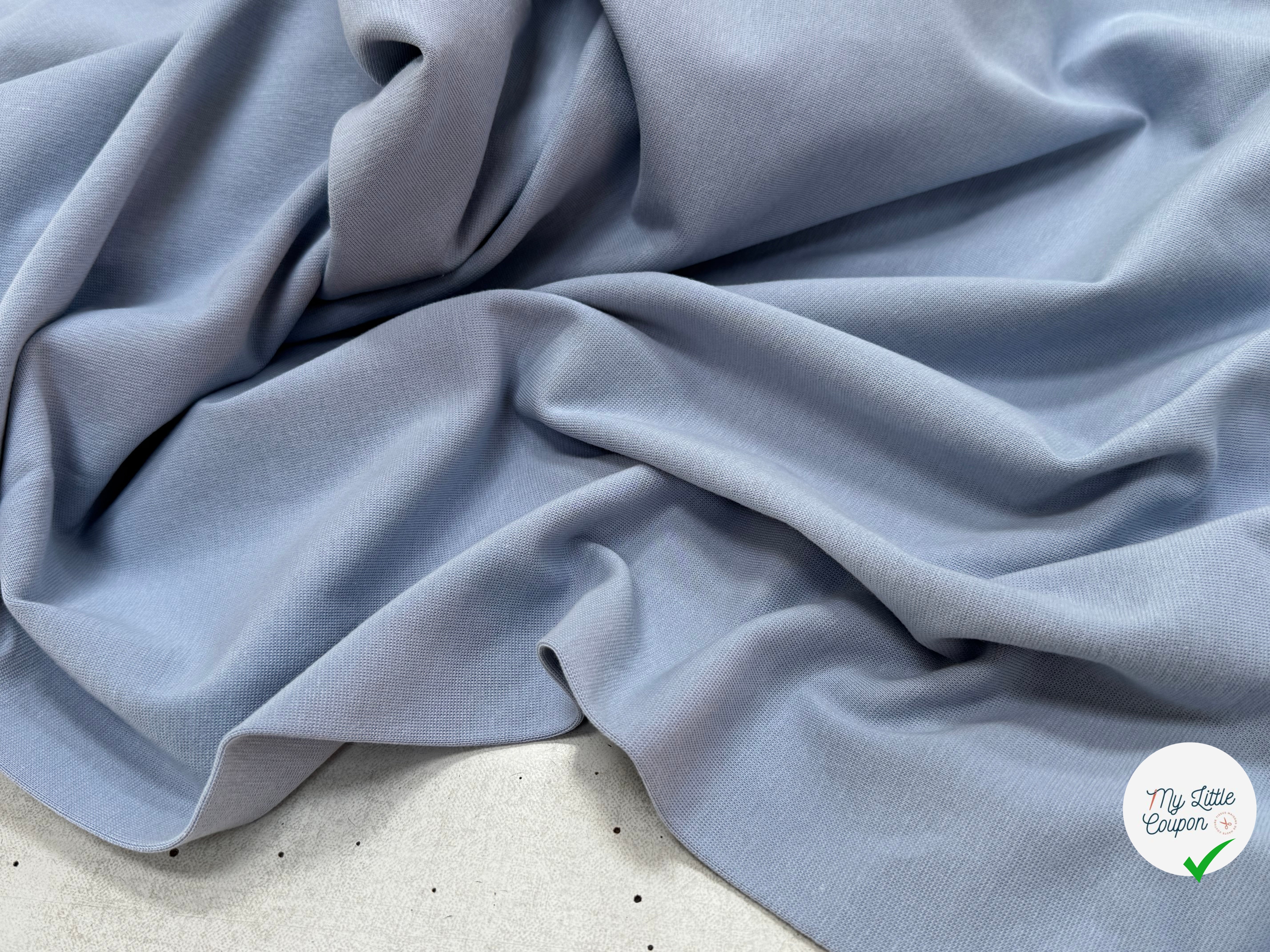 JERSEY COTON 2% ÉLASTHANNE TUBULAIRE 70CM CÔTE 1X1 BLUE BLIZZARD - My Little Coupon