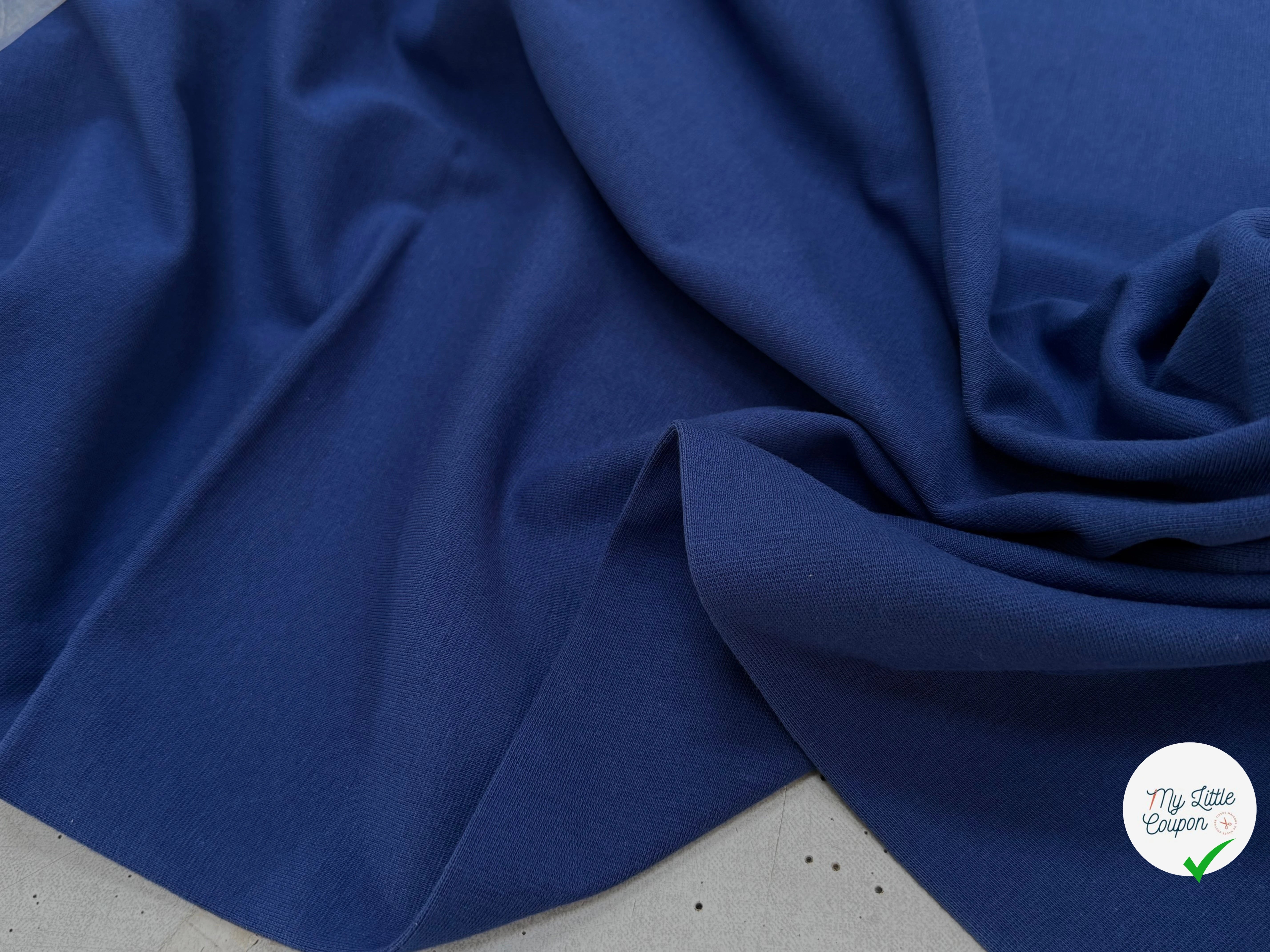 JERSEY COTON 2% ÉLASTHANNE TUBULAIRE 70CM CÔTE 1X1 BLUE DEPTHS - My Little Coupon