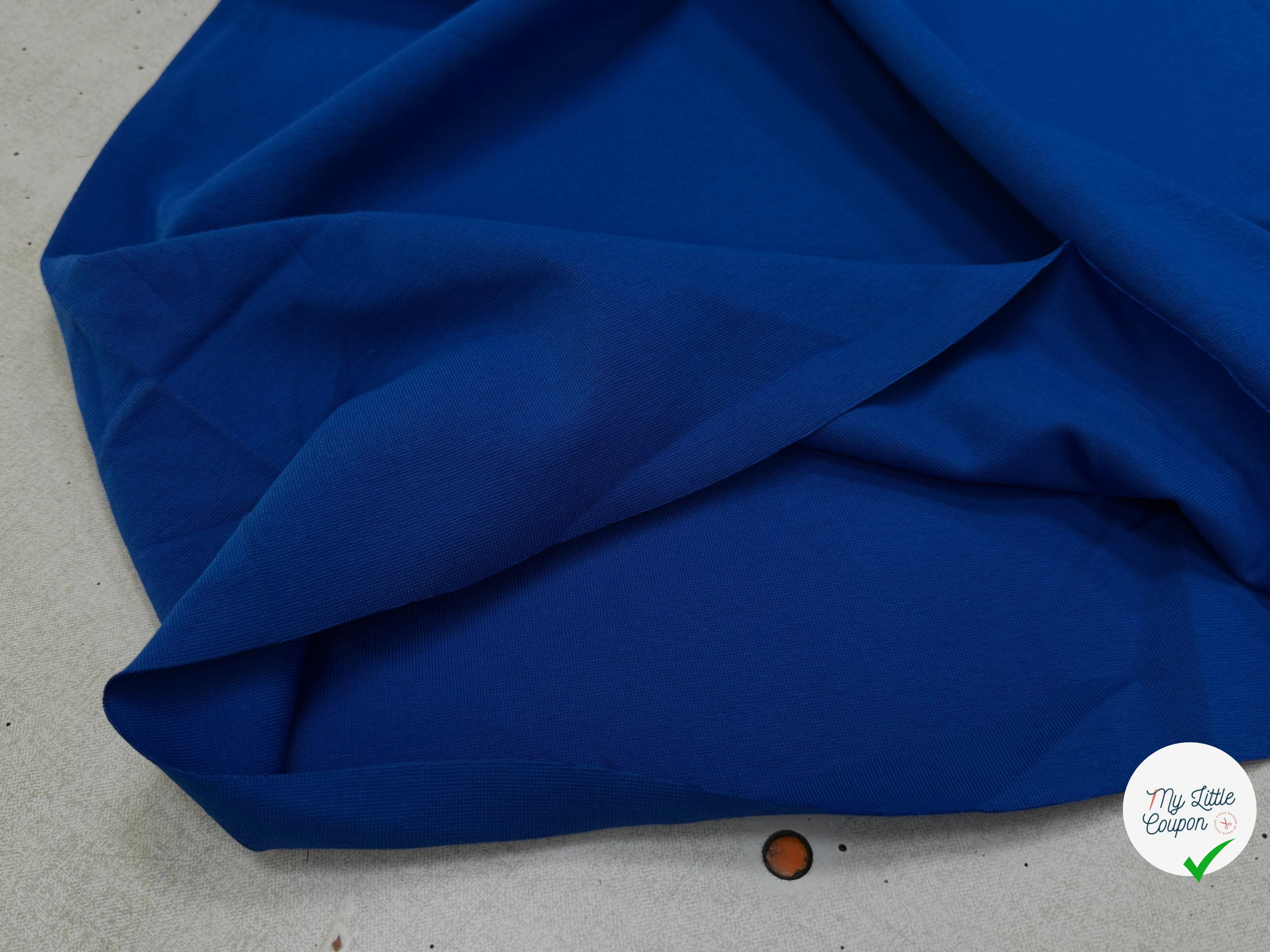 JERSEY COTON 2% ÉLASTHANNE TUBULAIRE 70CM CÔTE 1X1 BLUE ELECTRO - My Little Coupon