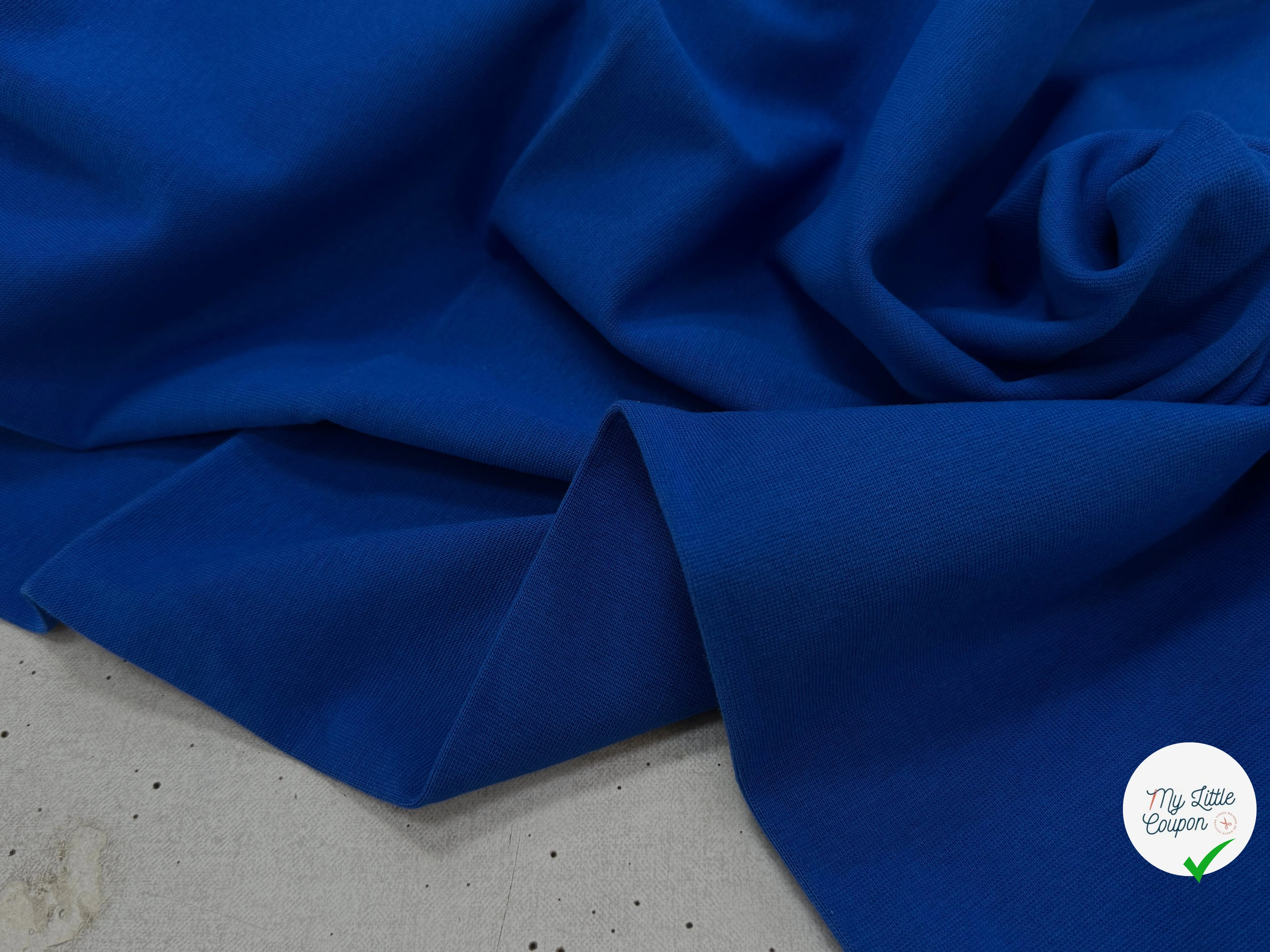 JERSEY COTON 2% ÉLASTHANNE TUBULAIRE 70CM CÔTE 1X1 BLUE ELECTRO - My Little Coupon