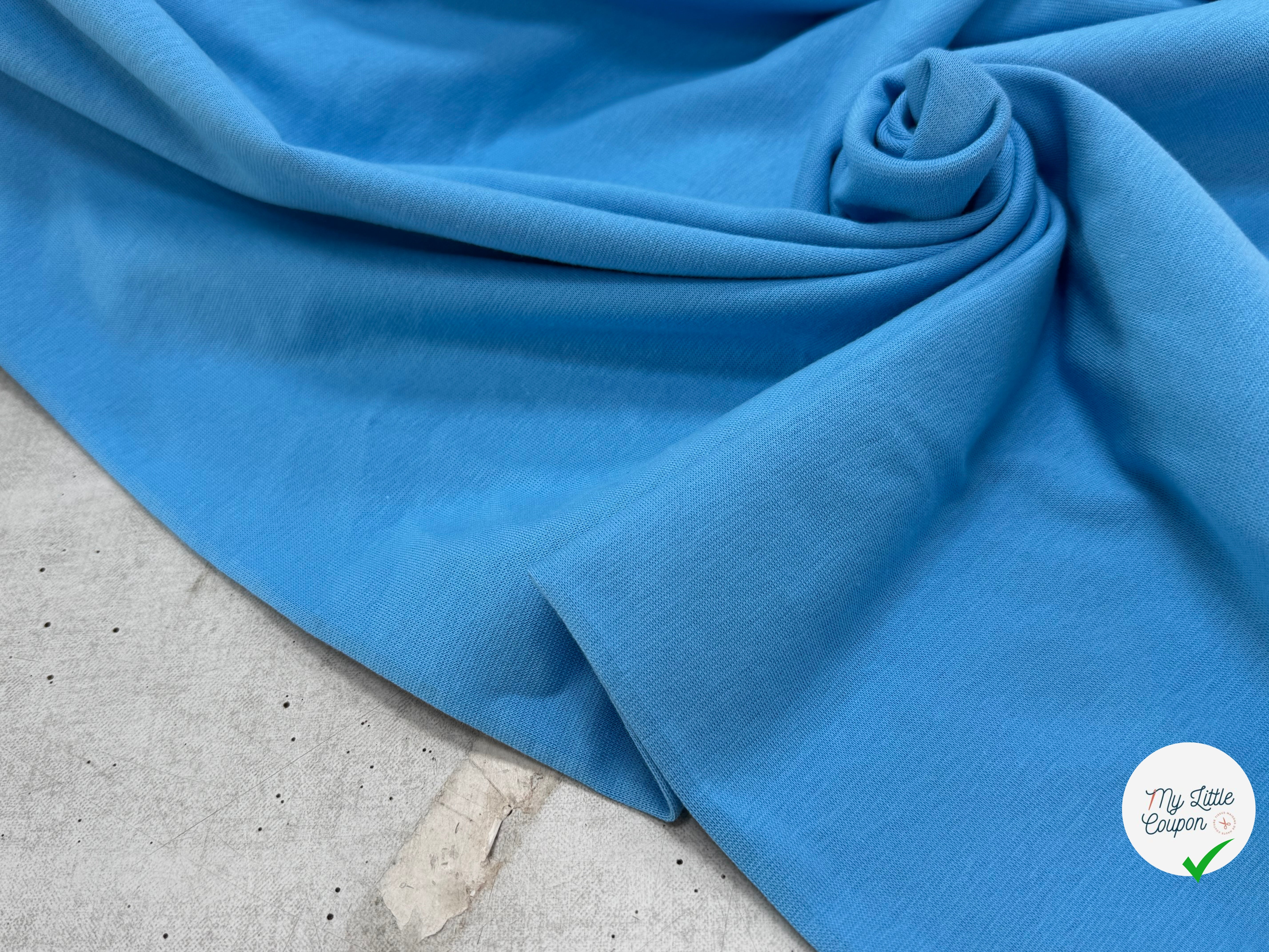 JERSEY COTON 2% ÉLASTHANNE TUBULAIRE 70CM CÔTE 1X1 BONNIE BLUE - My Little Coupon