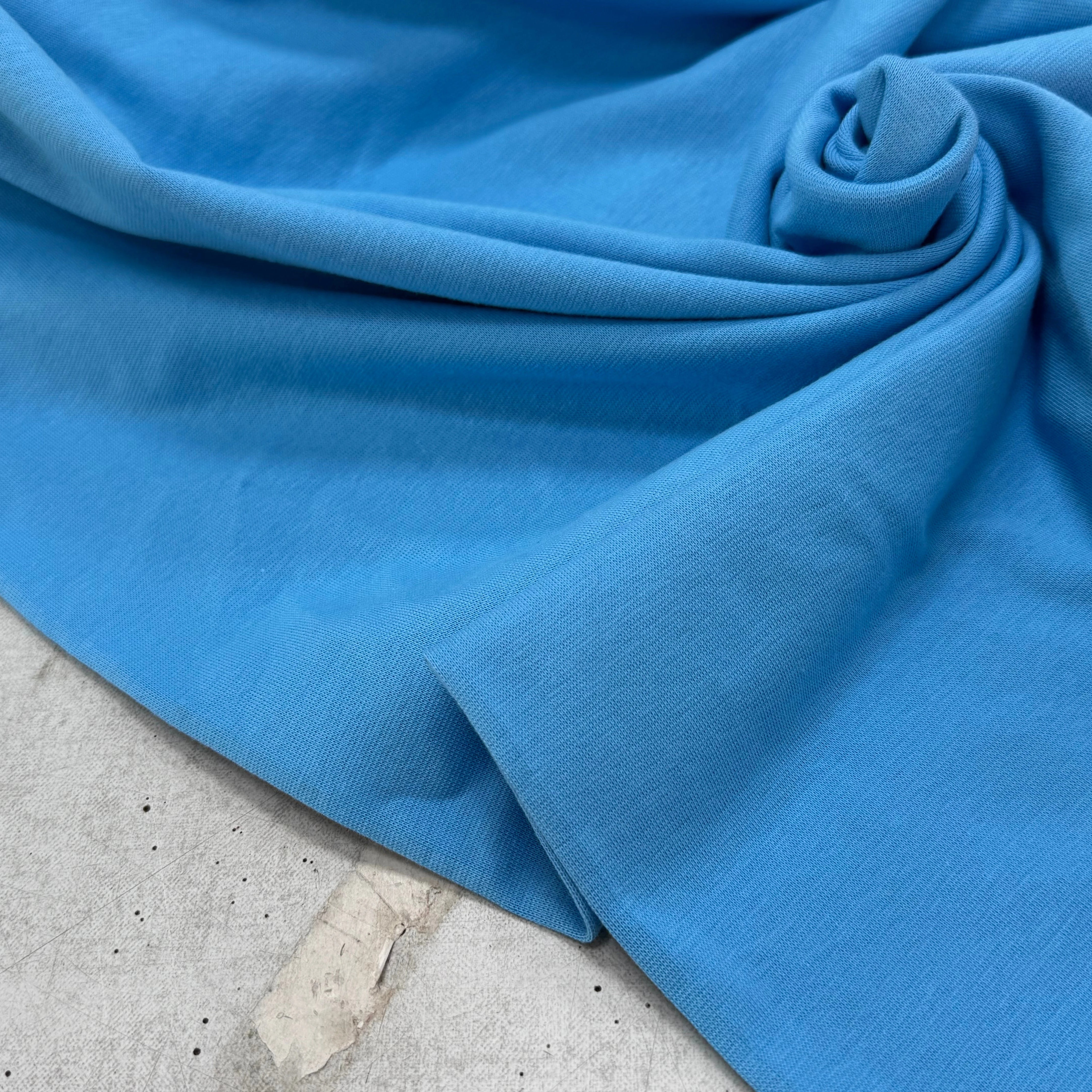 JERSEY COTON 2% ÉLASTHANNE TUBULAIRE 70CM CÔTE 1X1 BONNIE BLUE - My Little Coupon
