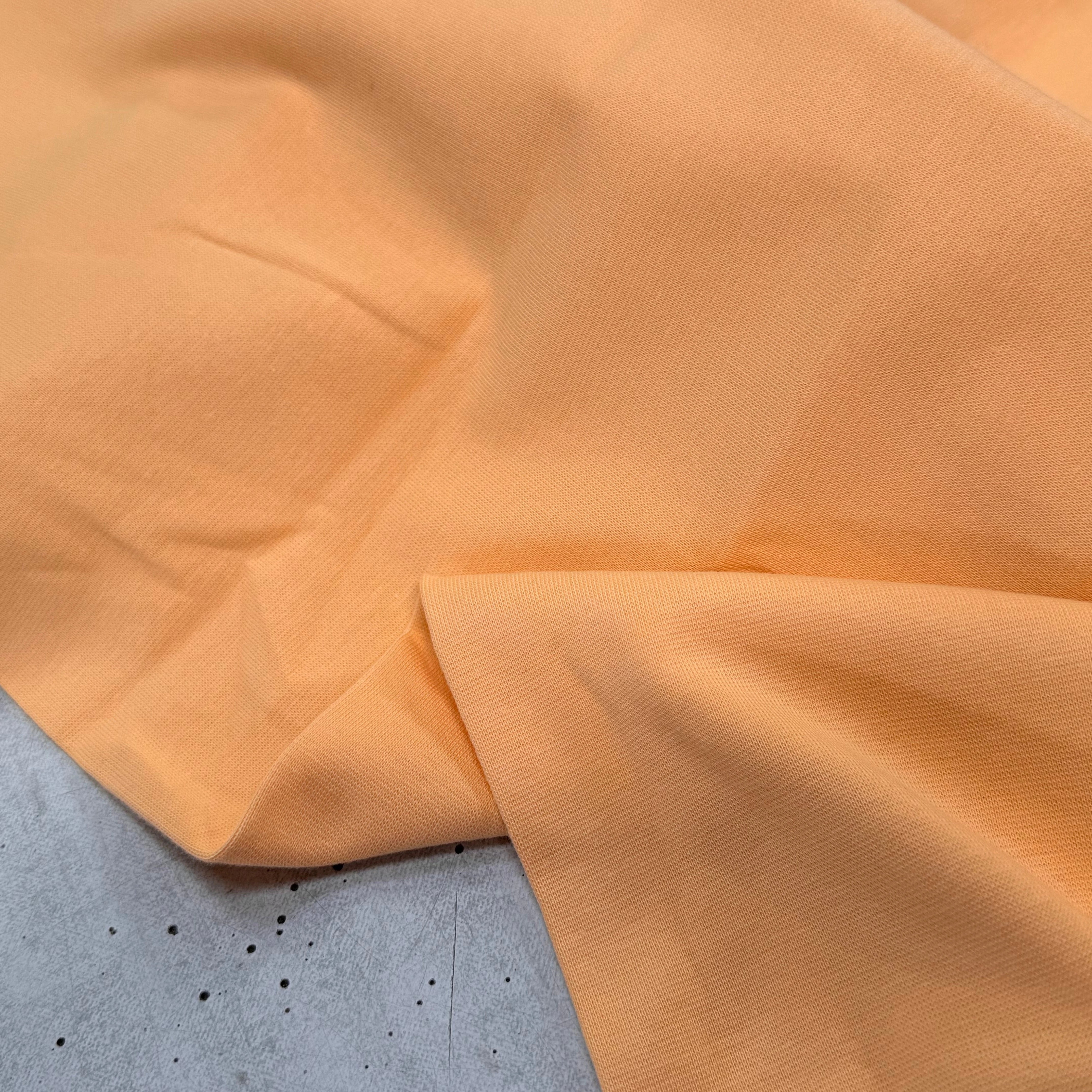 JERSEY COTON 2% ÉLASTHANNE TUBULAIRE 70CM CÔTE 1X1 BUFF ORANGE - My Little Coupon