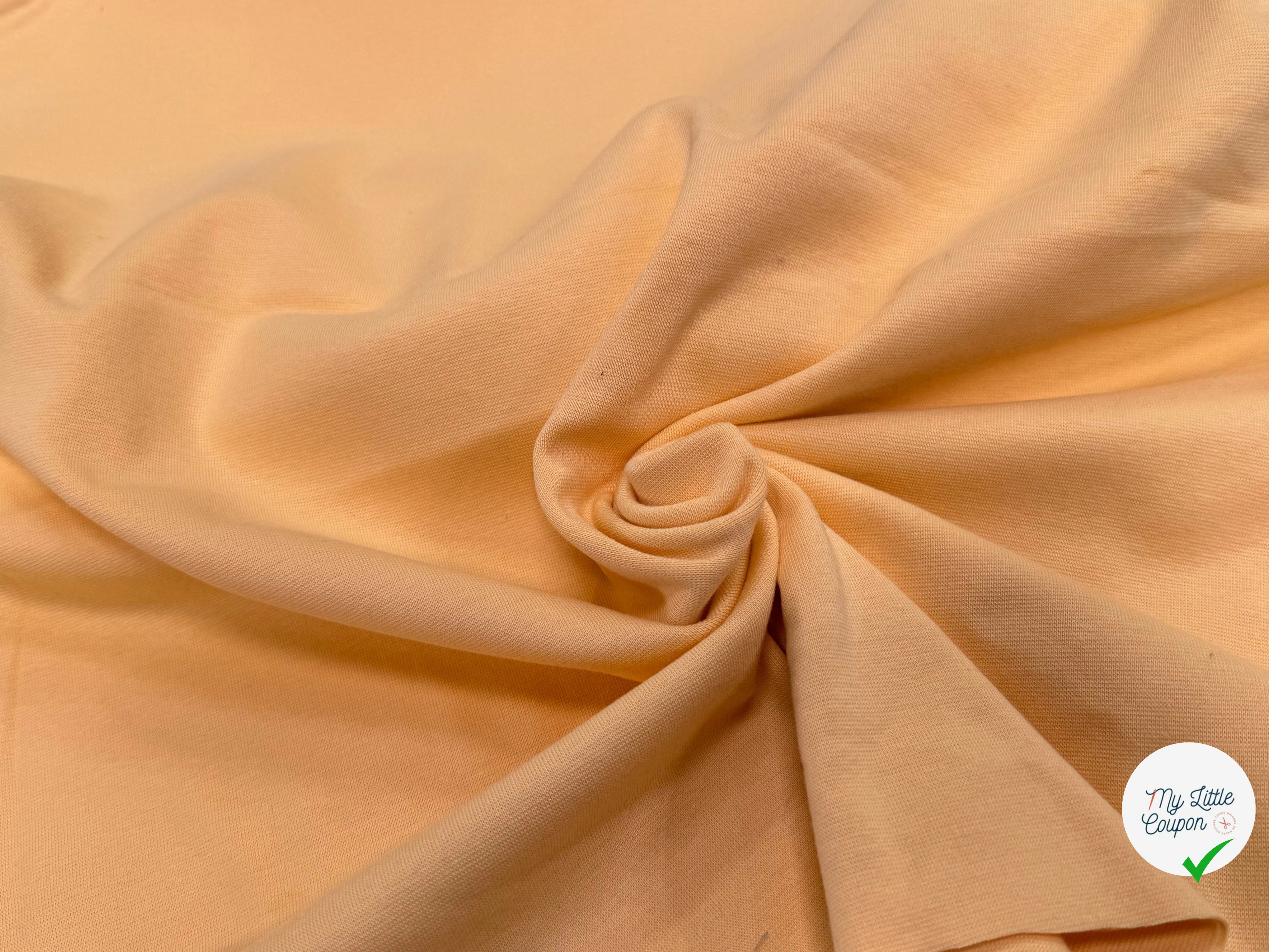 JERSEY COTON 2% ÉLASTHANNE TUBULAIRE 70CM CÔTE 1X1 BUFF ORANGE - My Little Coupon