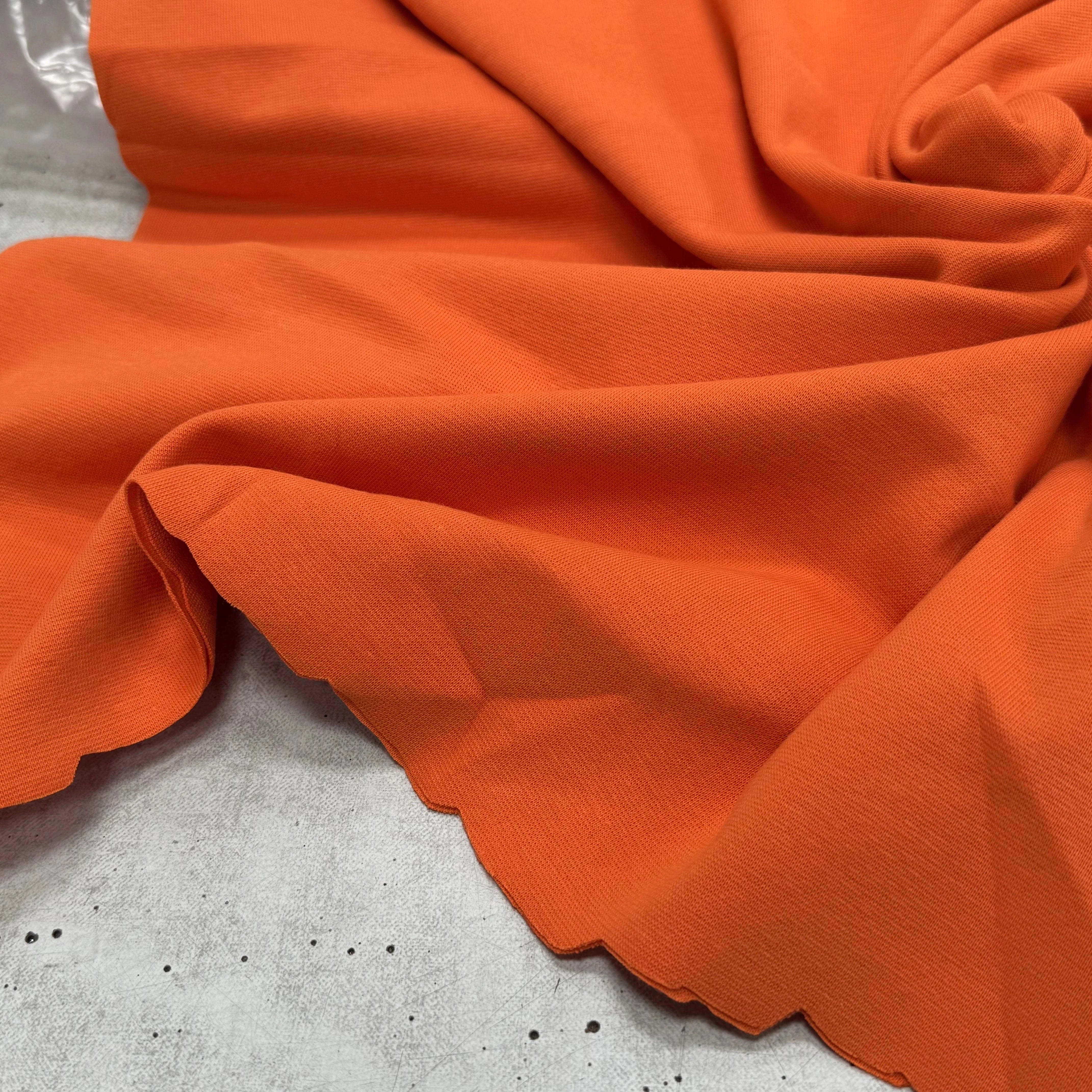JERSEY COTON 2% ÉLASTHANNE TUBULAIRE 70CM CÔTE 1X1 CELOSIA ORANGE - My Little Coupon