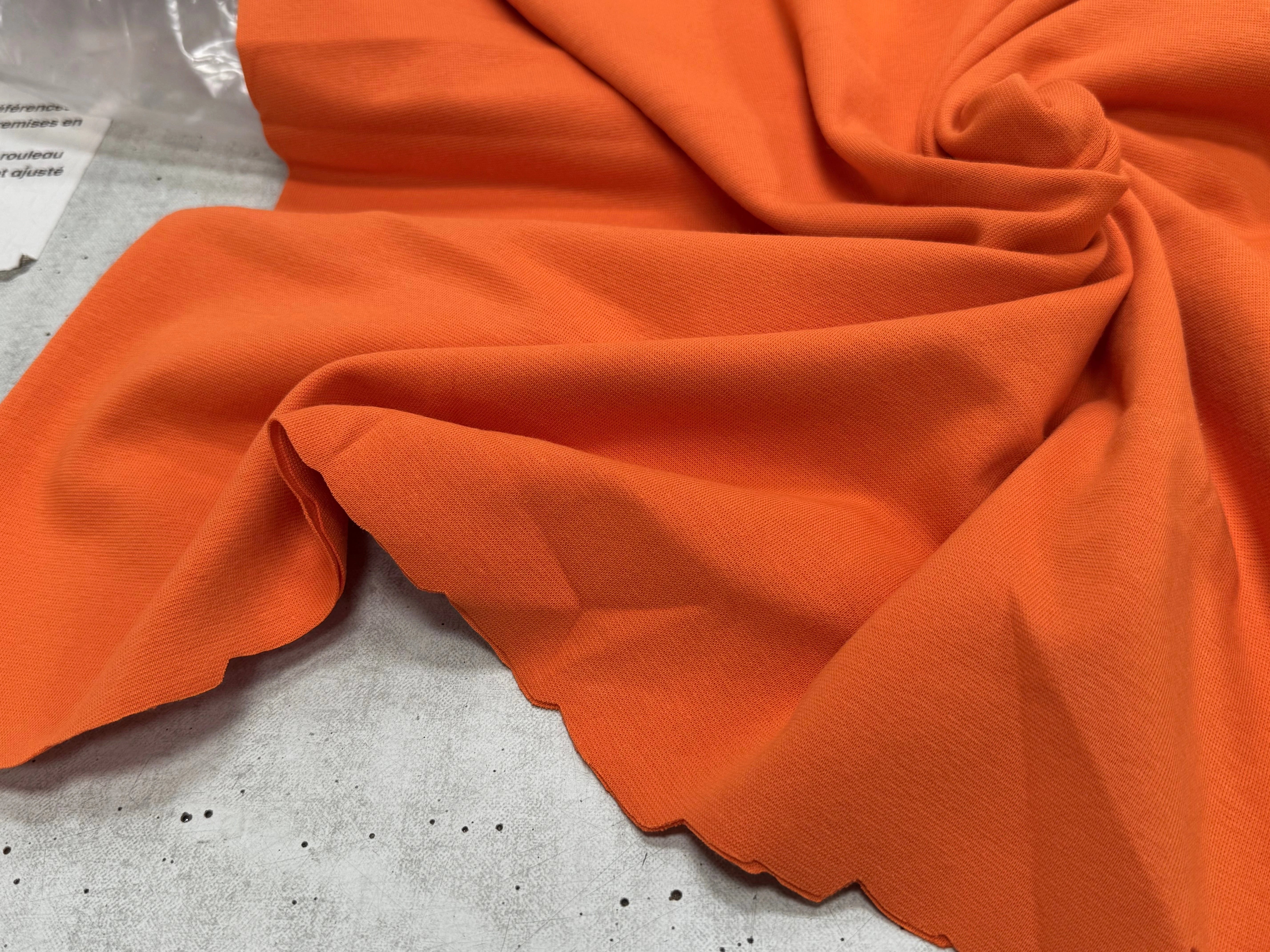 JERSEY COTON 2% ÉLASTHANNE TUBULAIRE 70CM CÔTE 1X1 CELOSIA ORANGE - My Little Coupon