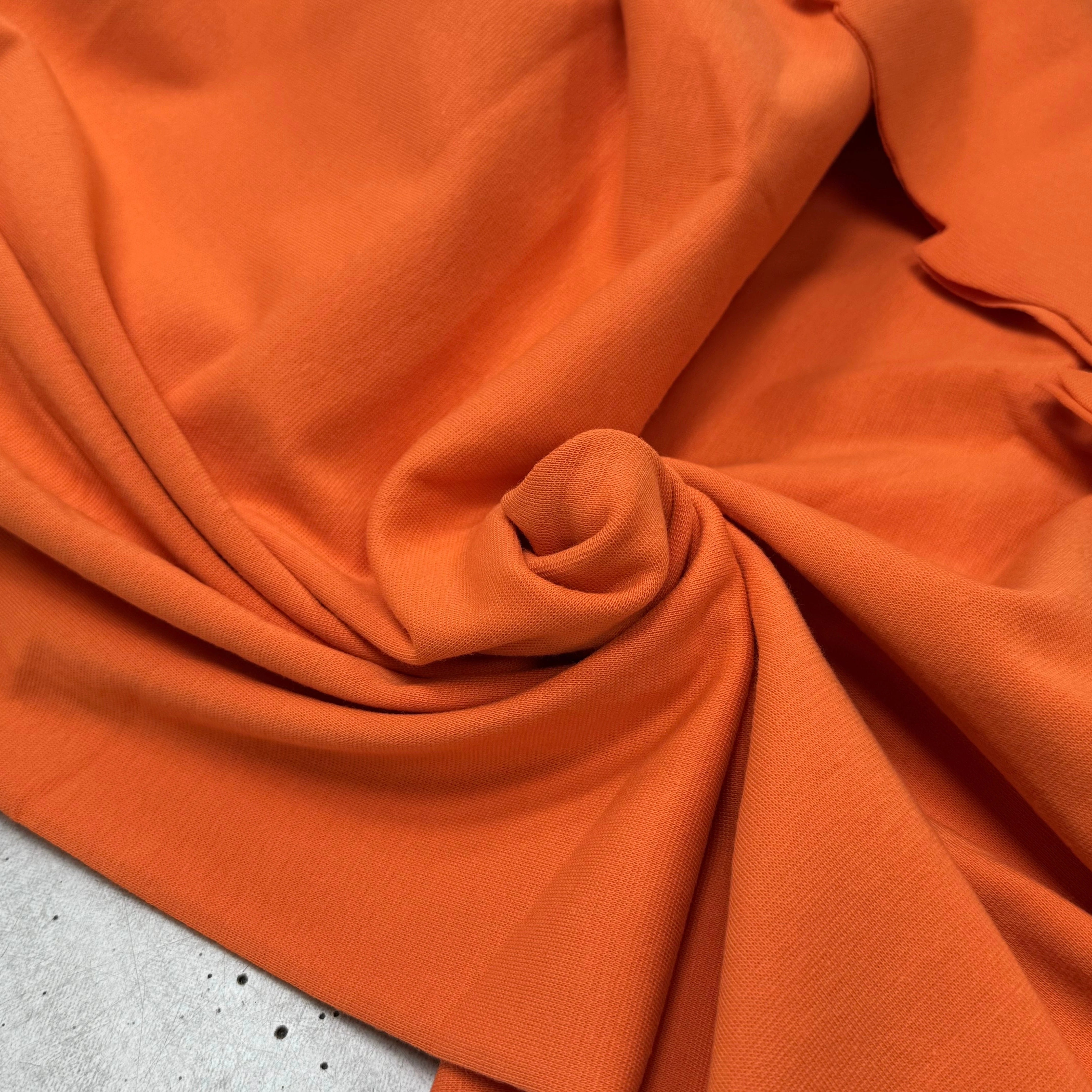 JERSEY COTON 2% ÉLASTHANNE TUBULAIRE 70CM CÔTE 1X1 CELOSIA ORANGE - My Little Coupon