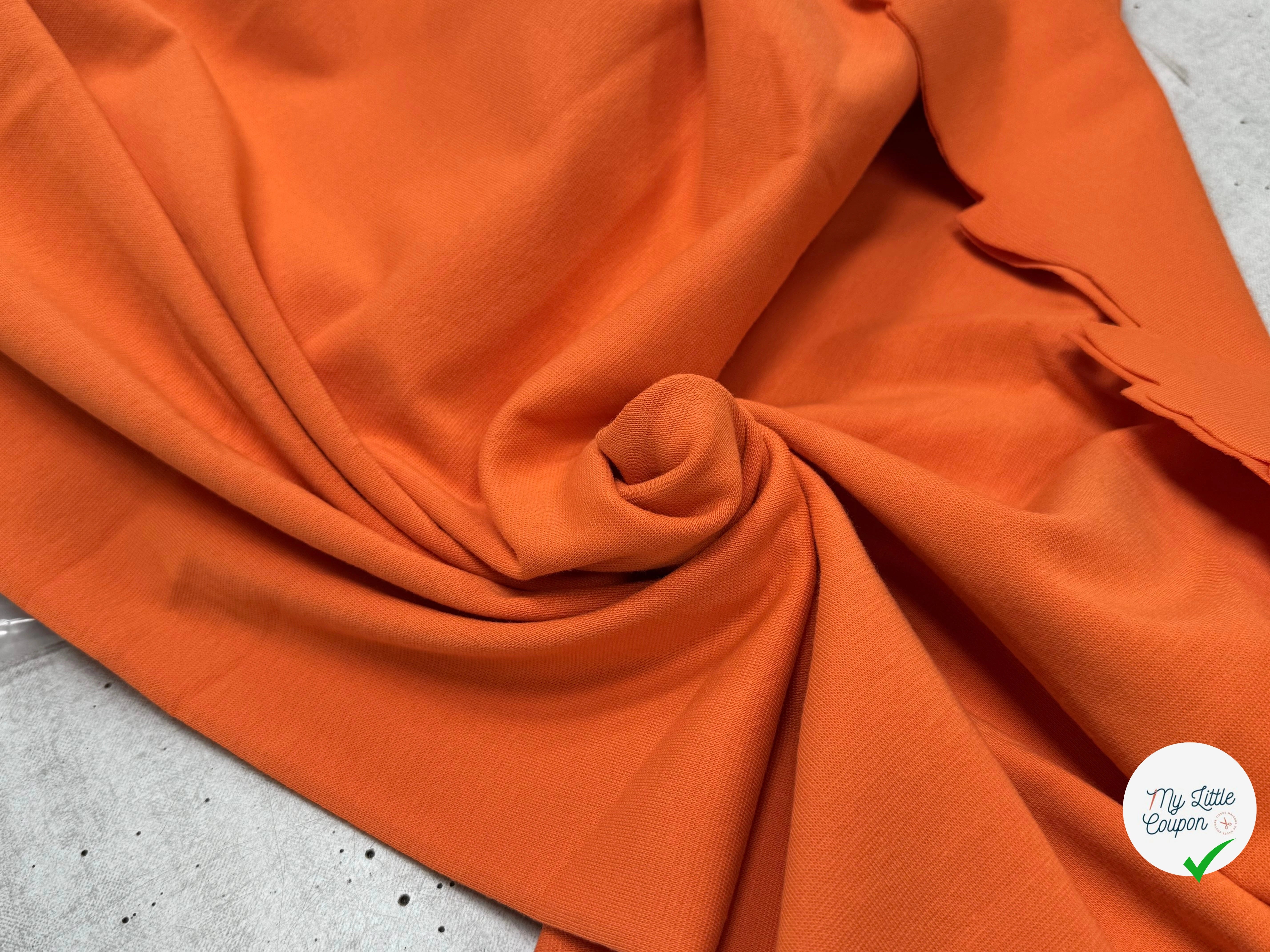 JERSEY COTON 2% ÉLASTHANNE TUBULAIRE 70CM CÔTE 1X1 CELOSIA ORANGE - My Little Coupon