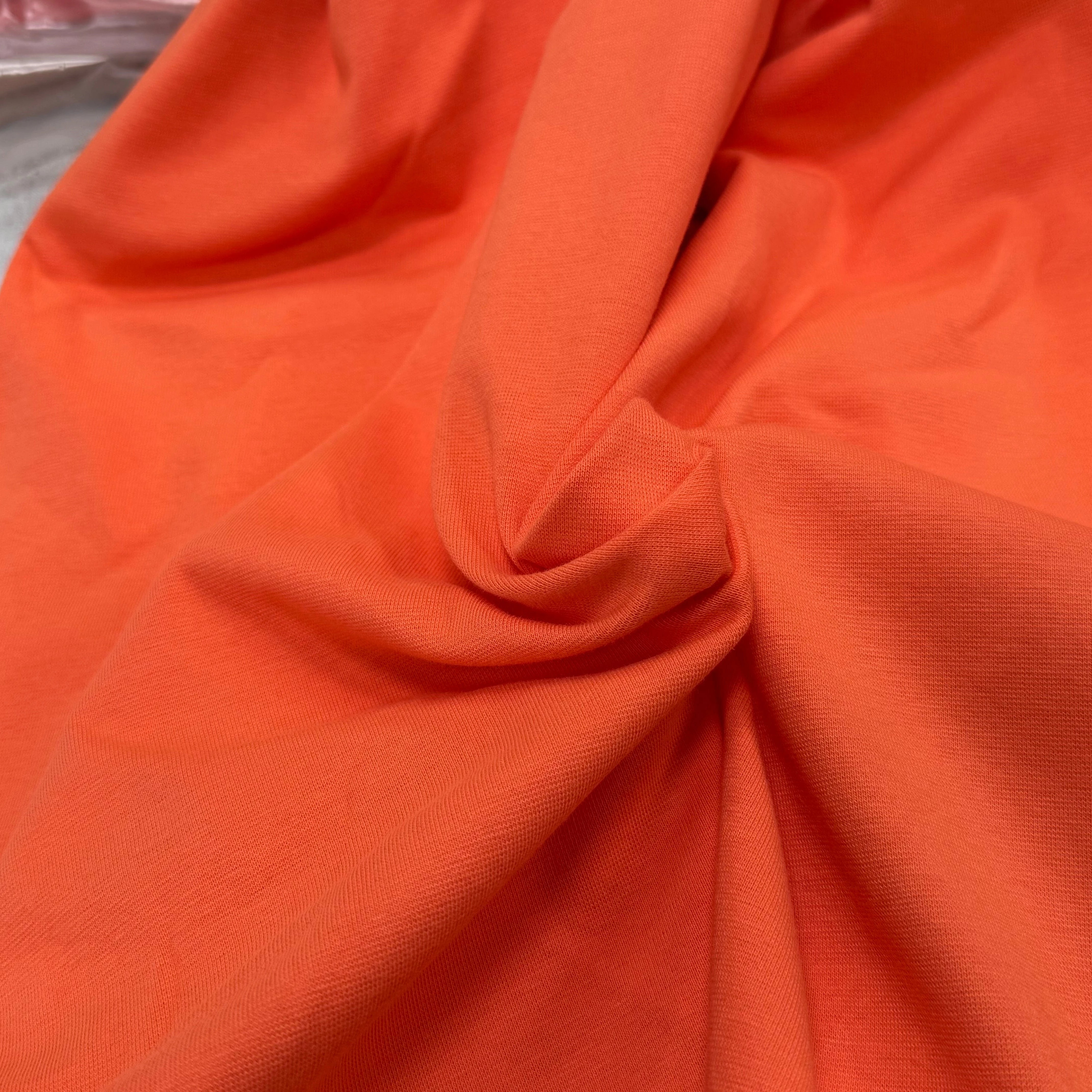 JERSEY COTON 2% ÉLASTHANNE TUBULAIRE 70CM CÔTE 1X1 CORAL ROSE - My Little Coupon