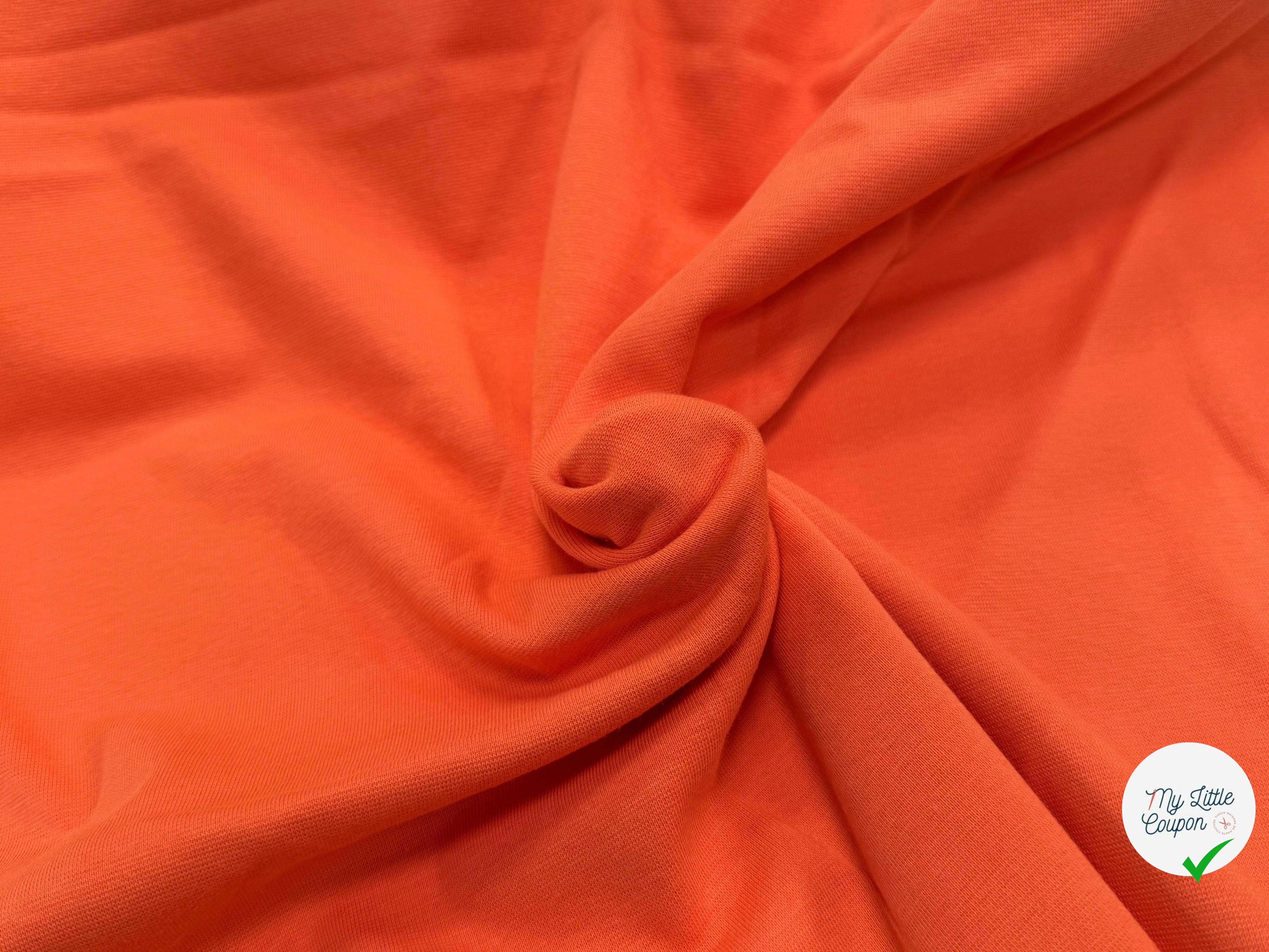 JERSEY COTON 2% ÉLASTHANNE TUBULAIRE 70CM CÔTE 1X1 CORAL ROSE - My Little Coupon