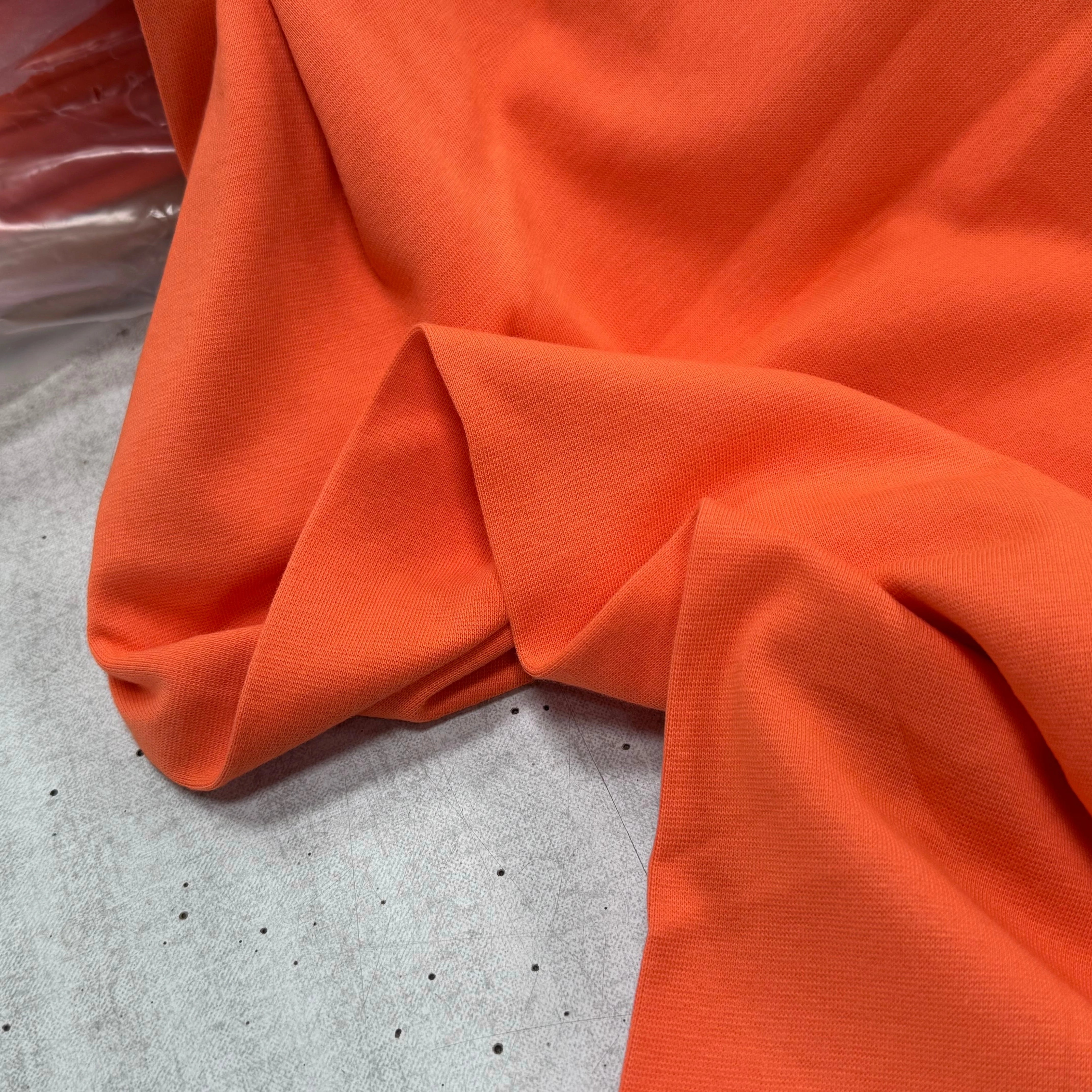JERSEY COTON 2% ÉLASTHANNE TUBULAIRE 70CM CÔTE 1X1 CORAL ROSE - My Little Coupon