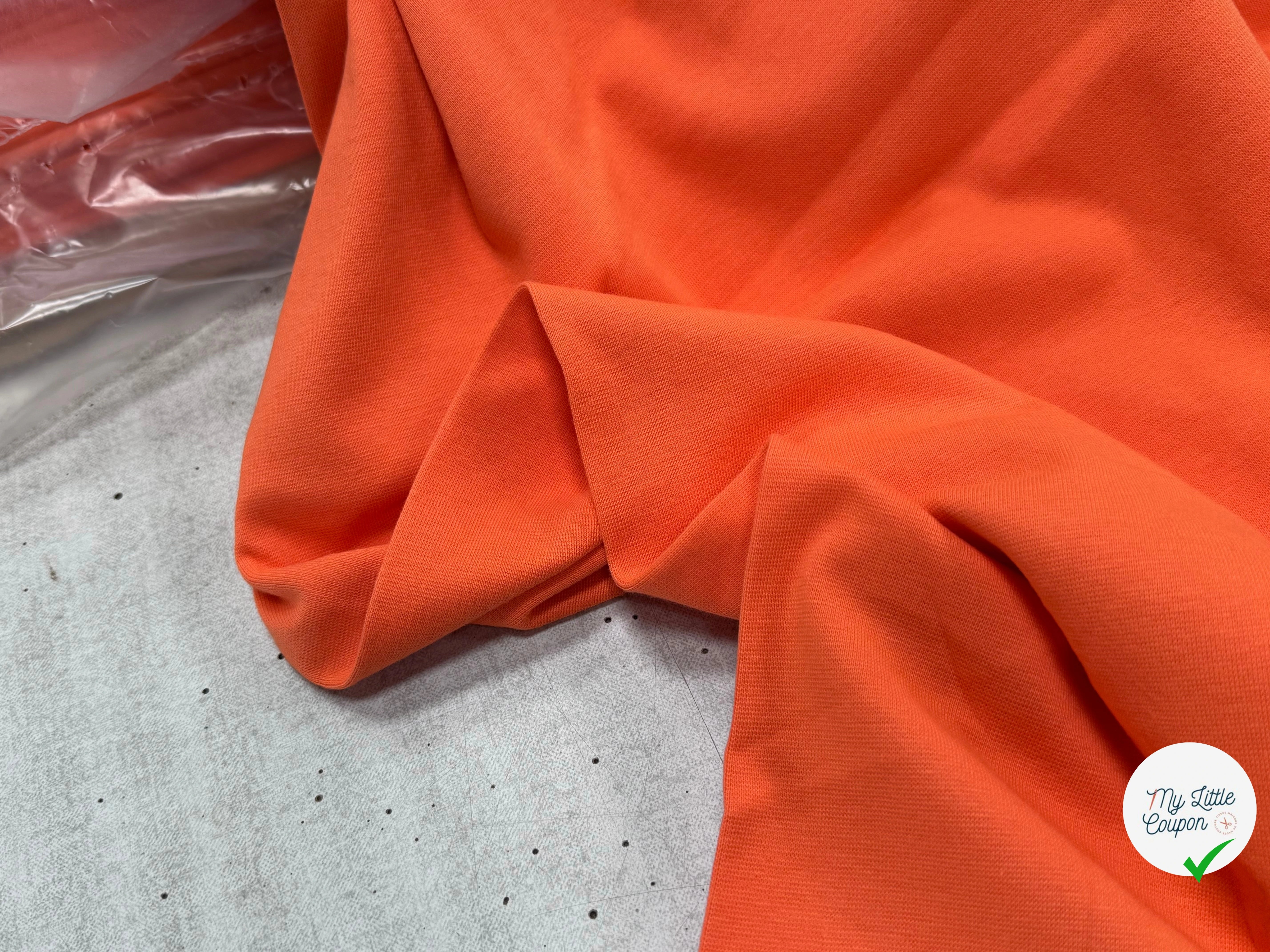JERSEY COTON 2% ÉLASTHANNE TUBULAIRE 70CM CÔTE 1X1 CORAL ROSE - My Little Coupon