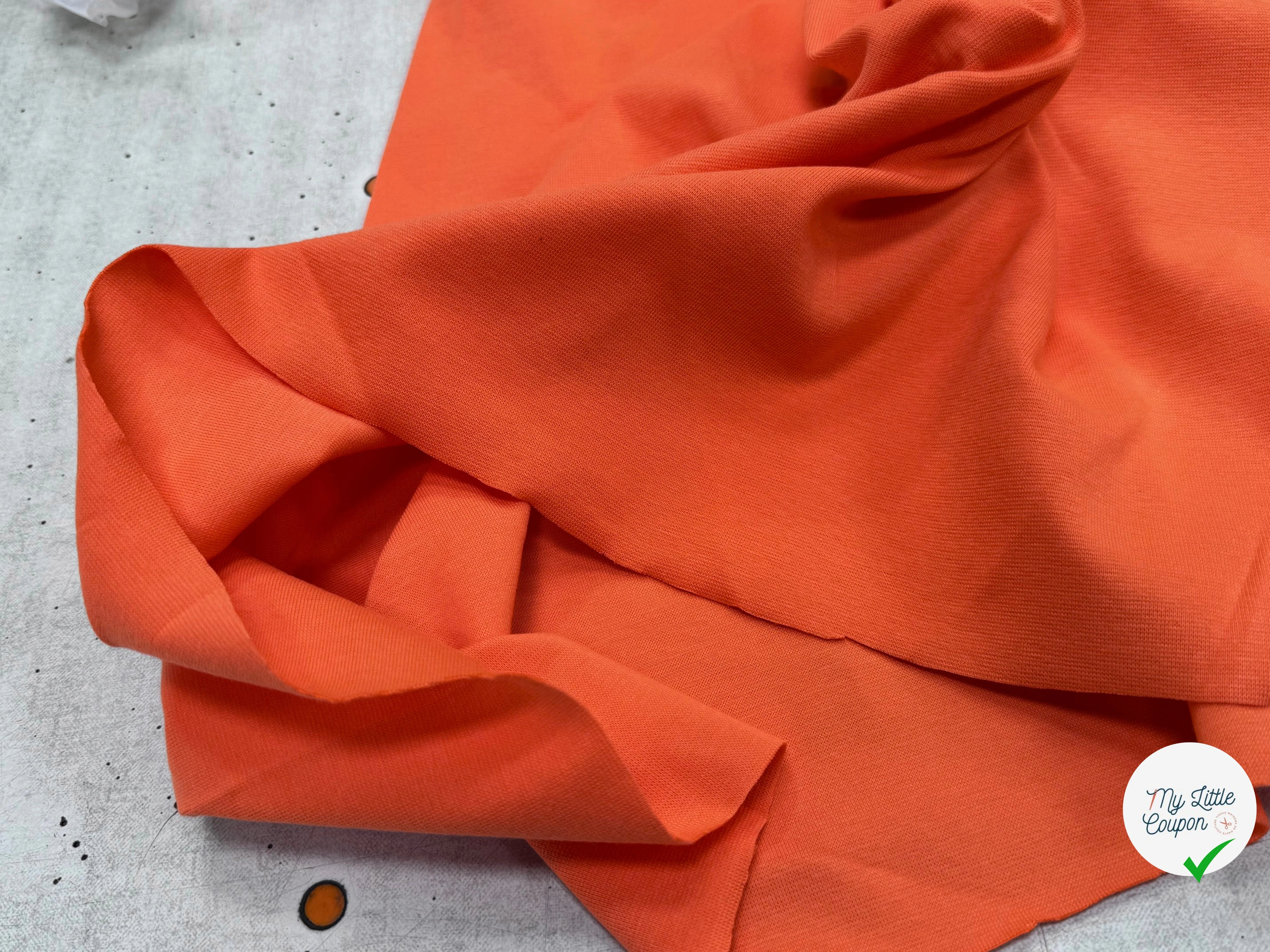 JERSEY COTON 2% ÉLASTHANNE TUBULAIRE 70CM CÔTE 1X1 CORAL ROSE - My Little Coupon