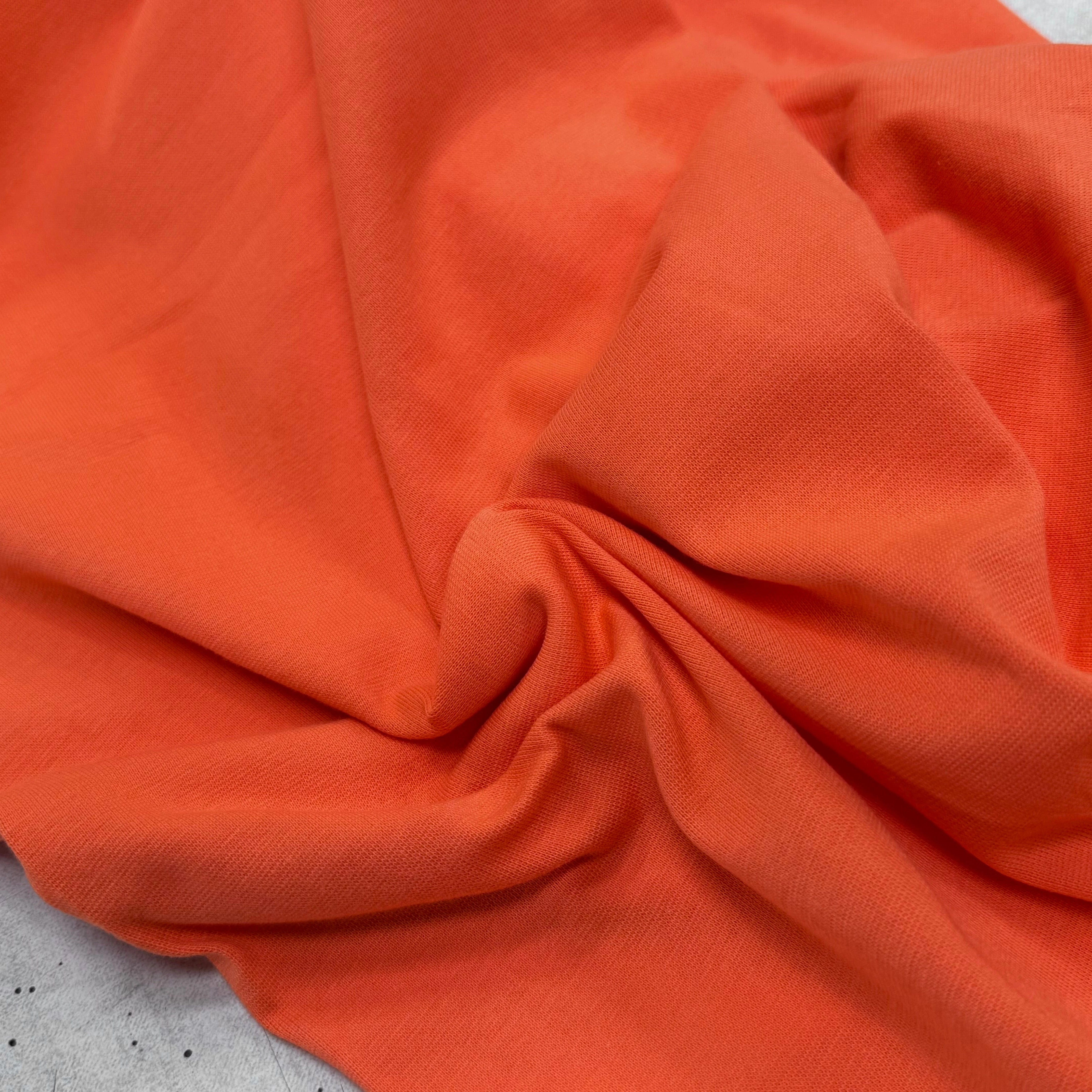 JERSEY COTON 2% ÉLASTHANNE TUBULAIRE 70CM CÔTE 1X1 CORAL ROSE - My Little Coupon
