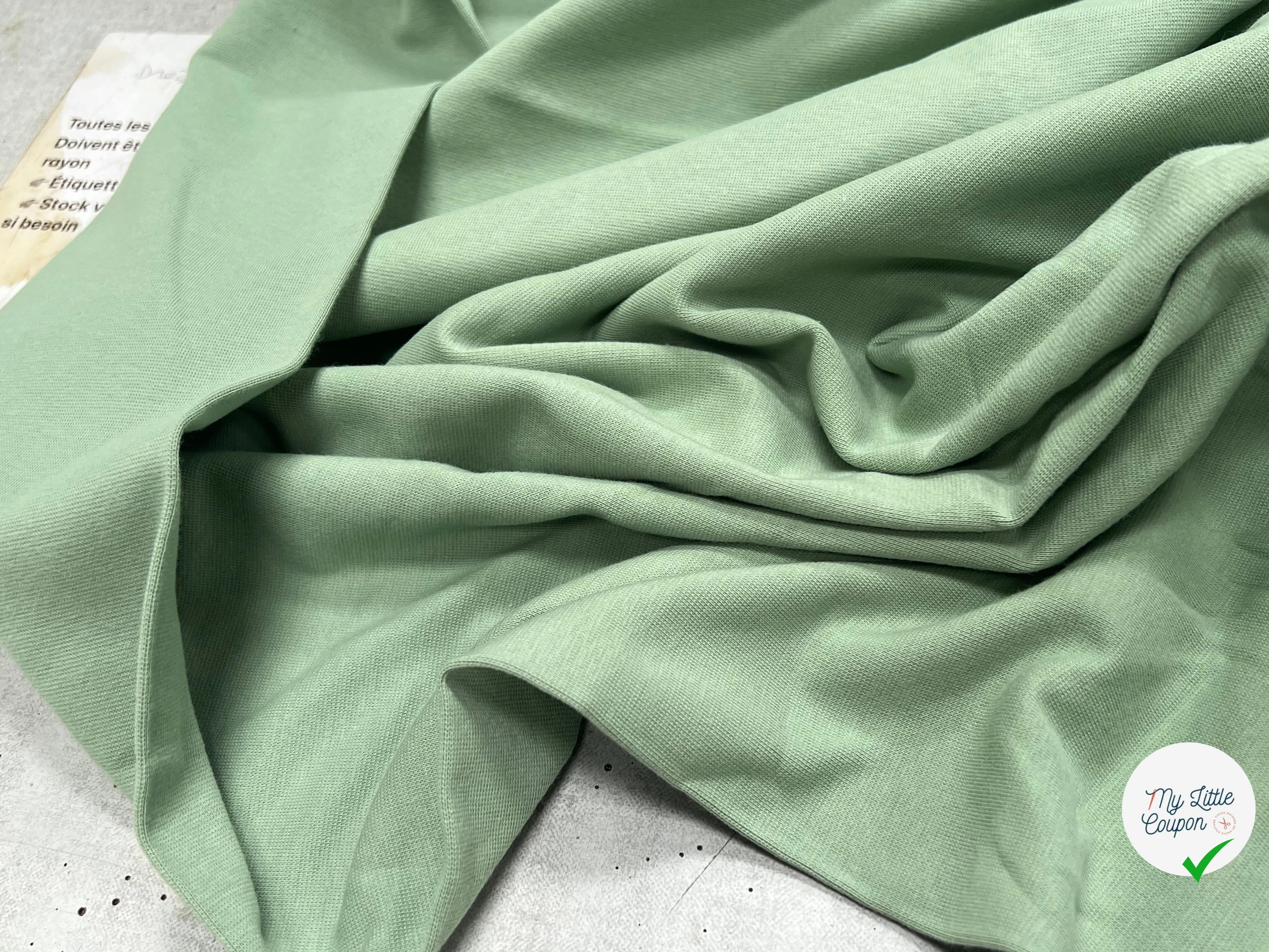 JERSEY COTON 2% ÉLASTHANNE TUBULAIRE 70CM CÔTE 1X1 DARK FAIR GREEN - My Little Coupon