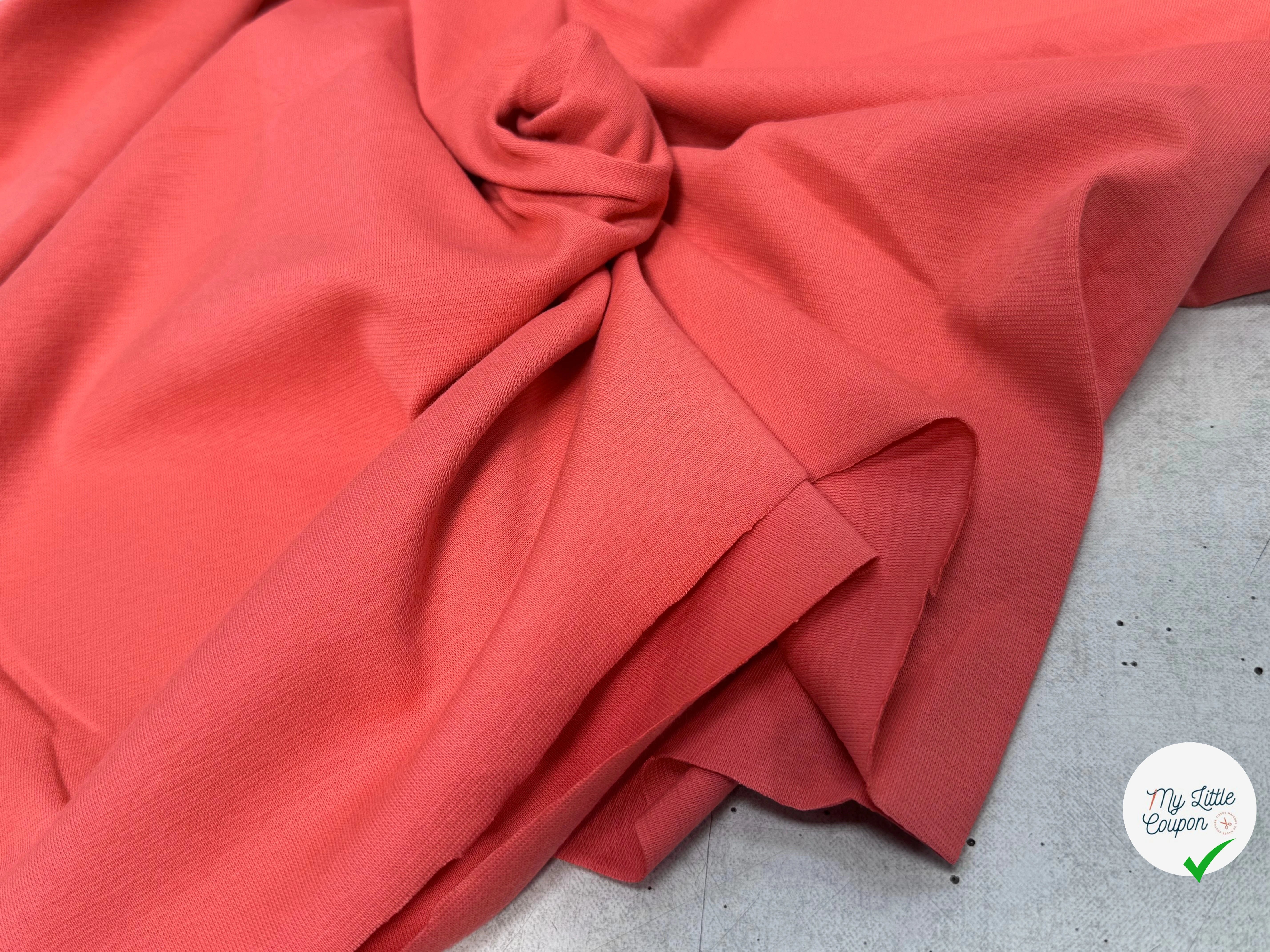JERSEY COTON 2% ÉLASTHANNE TUBULAIRE 70CM CÔTE 1X1 DEEP SEA CORAL - My Little Coupon