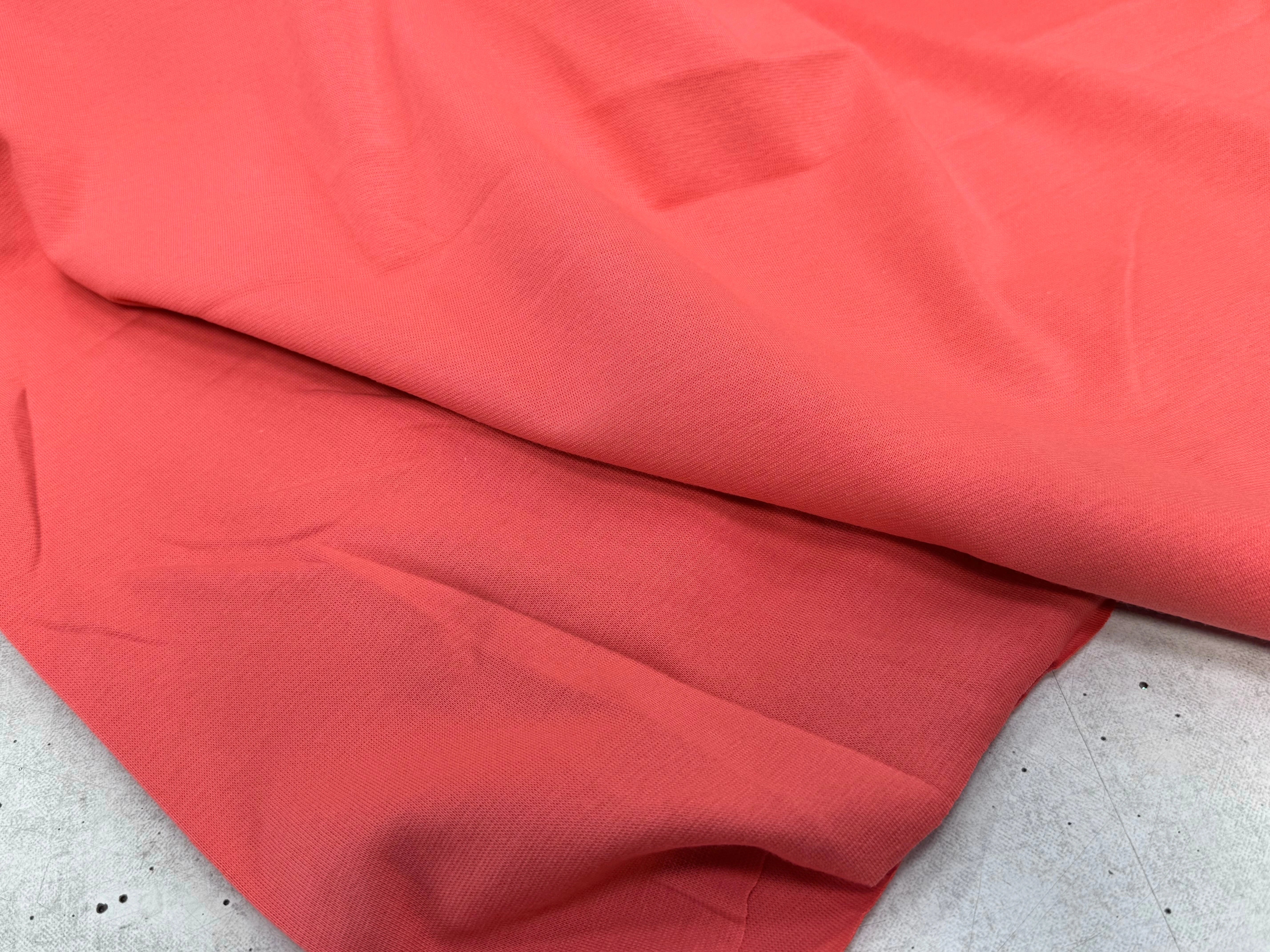 JERSEY COTON 2% ÉLASTHANNE TUBULAIRE 70CM CÔTE 1X1 DEEP SEA CORAL - My Little Coupon