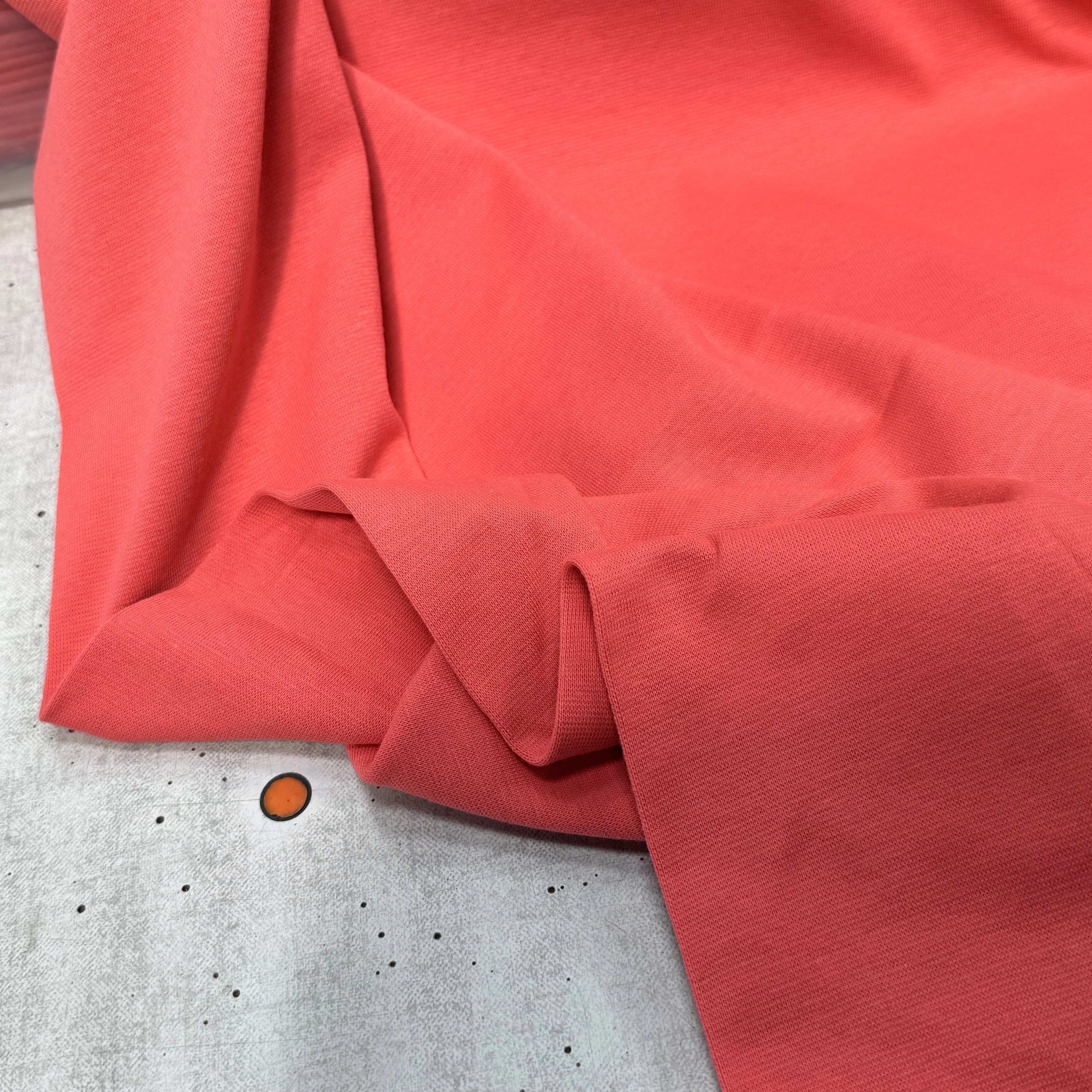 JERSEY COTON 2% ÉLASTHANNE TUBULAIRE 70CM CÔTE 1X1 DEEP SEA CORAL - My Little Coupon