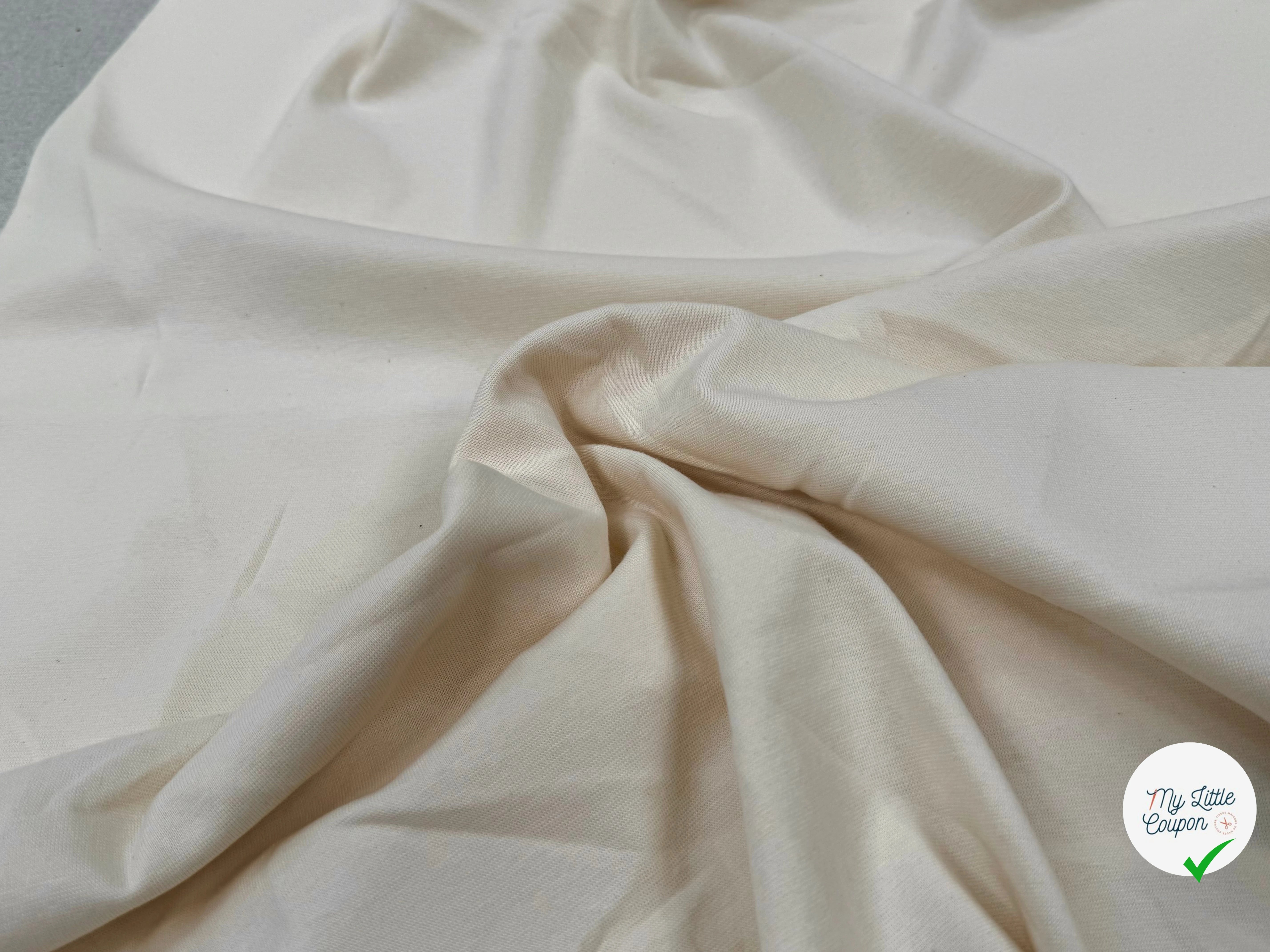 JERSEY COTON 2% ÉLASTHANNE TUBULAIRE 70CM CÔTE 1X1 ECRU - My Little Coupon