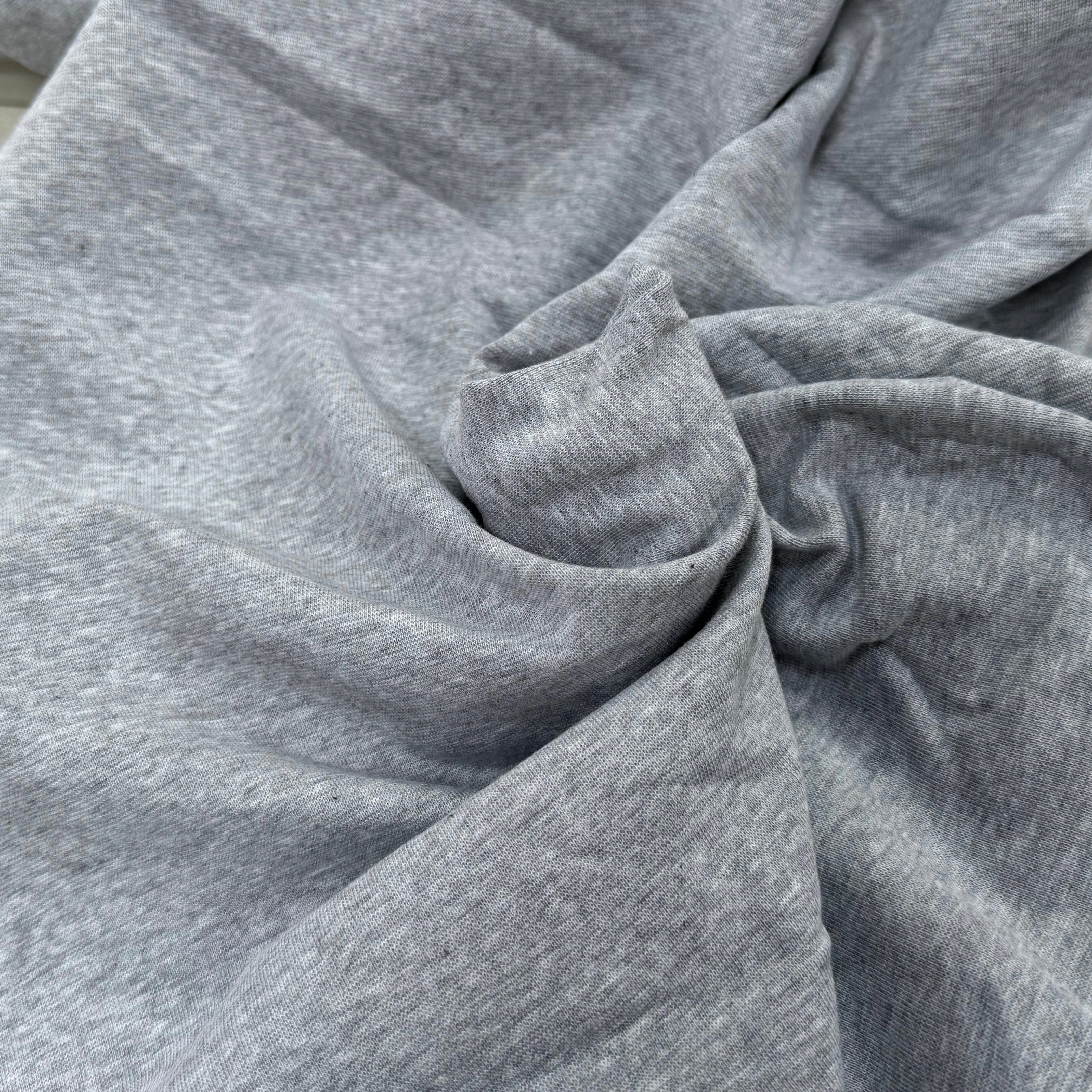 JERSEY COTON 2% ÉLASTHANNE TUBULAIRE 70CM CÔTE 1X1 GRIS CHINÉ CLAIR - My Little Coupon