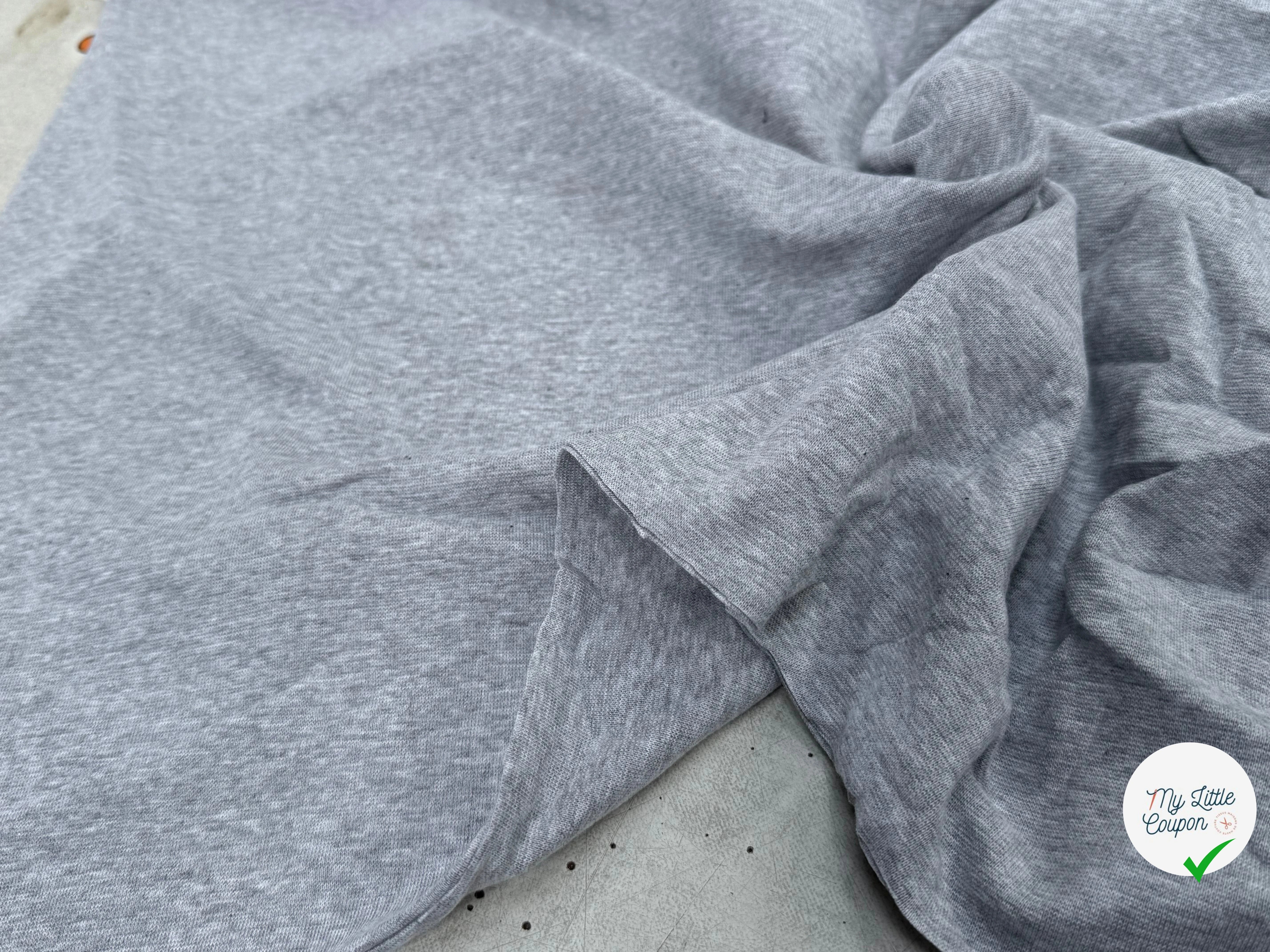 JERSEY COTON 2% ÉLASTHANNE TUBULAIRE 70CM CÔTE 1X1 GRIS CHINÉ CLAIR - My Little Coupon