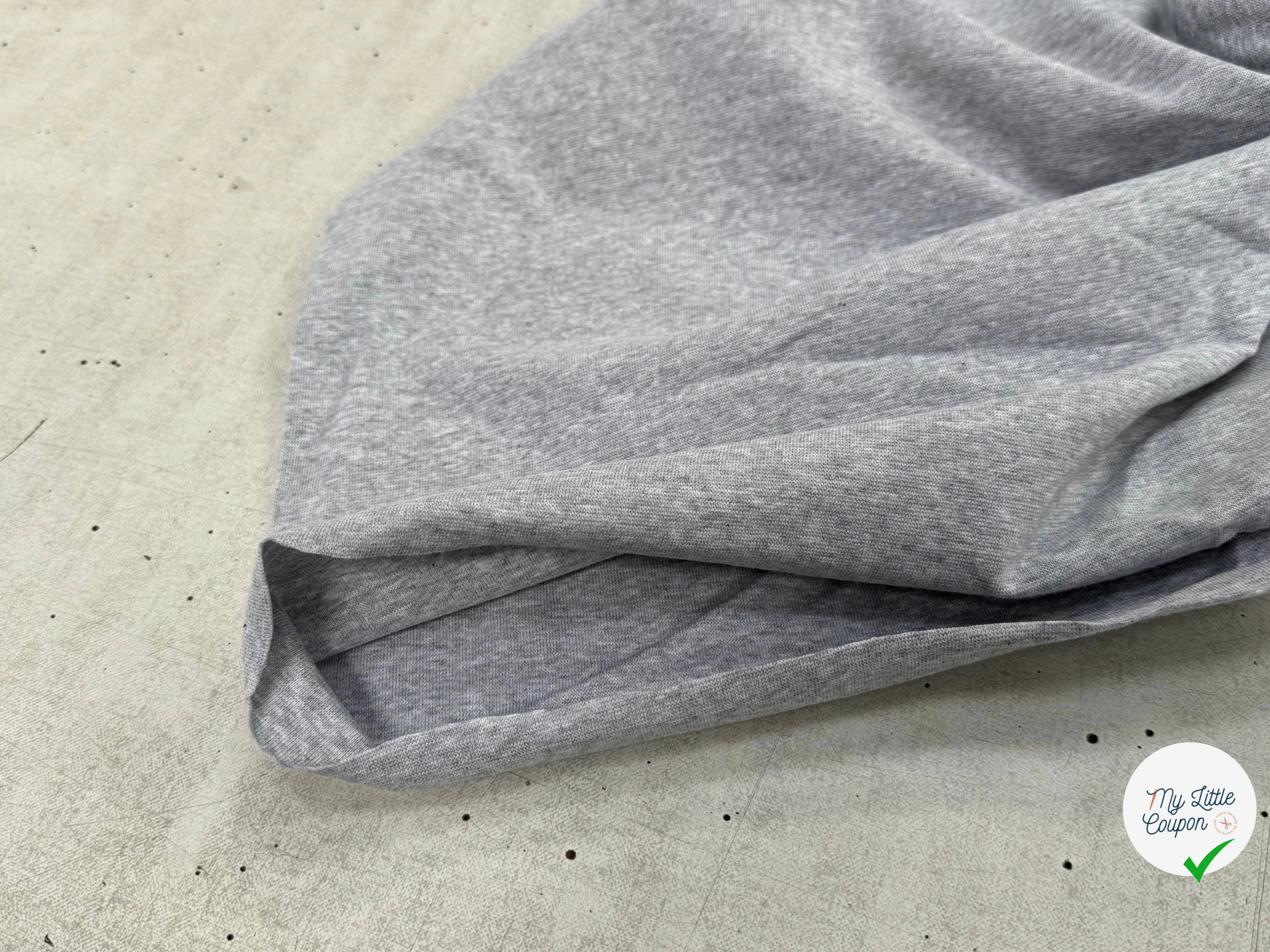 JERSEY COTON 2% ÉLASTHANNE TUBULAIRE 70CM CÔTE 1X1 GRIS CHINÉ CLAIR - My Little Coupon