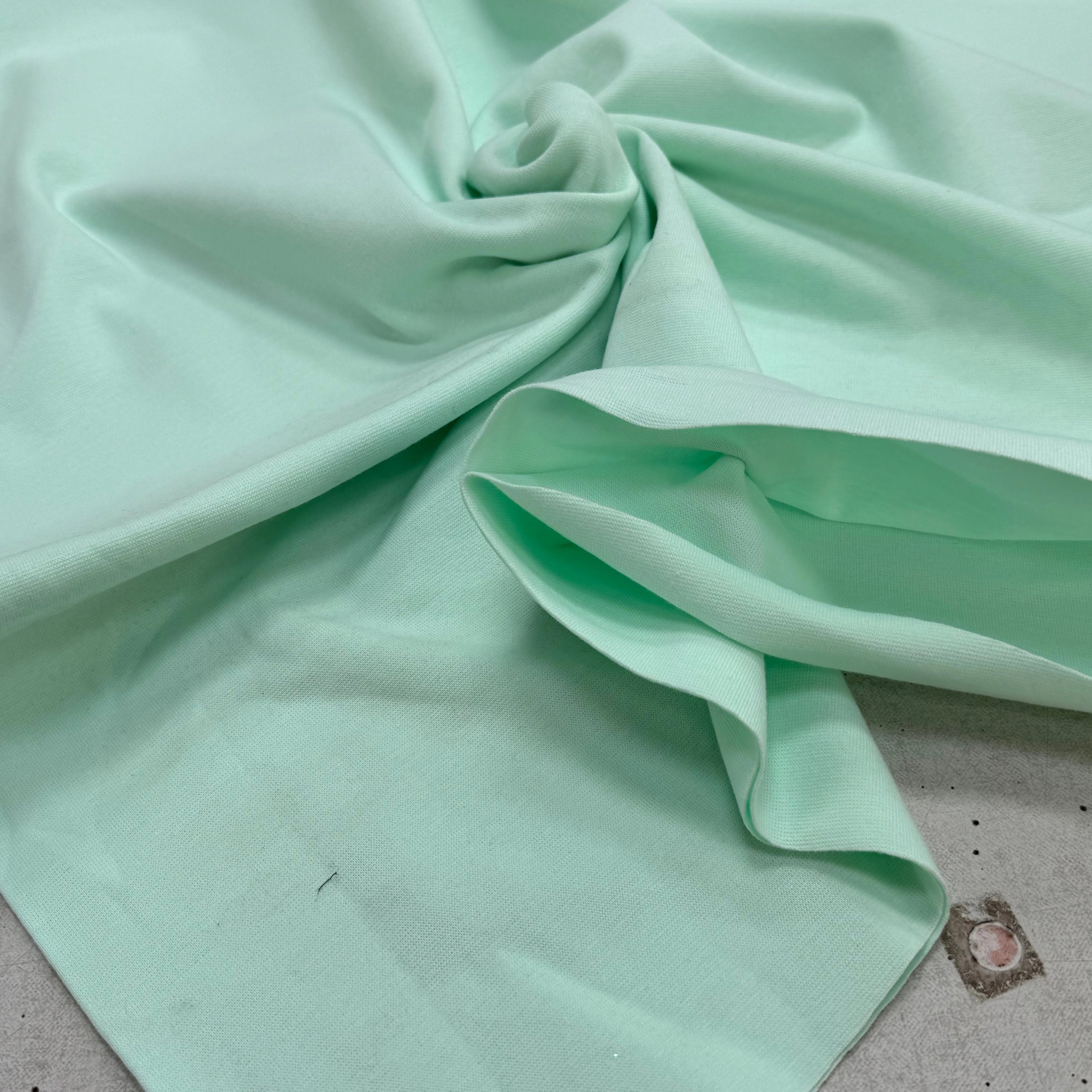 JERSEY COTON 2% ÉLASTHANNE TUBULAIRE 70CM CÔTE 1X1 HONEYDEW - My Little Coupon
