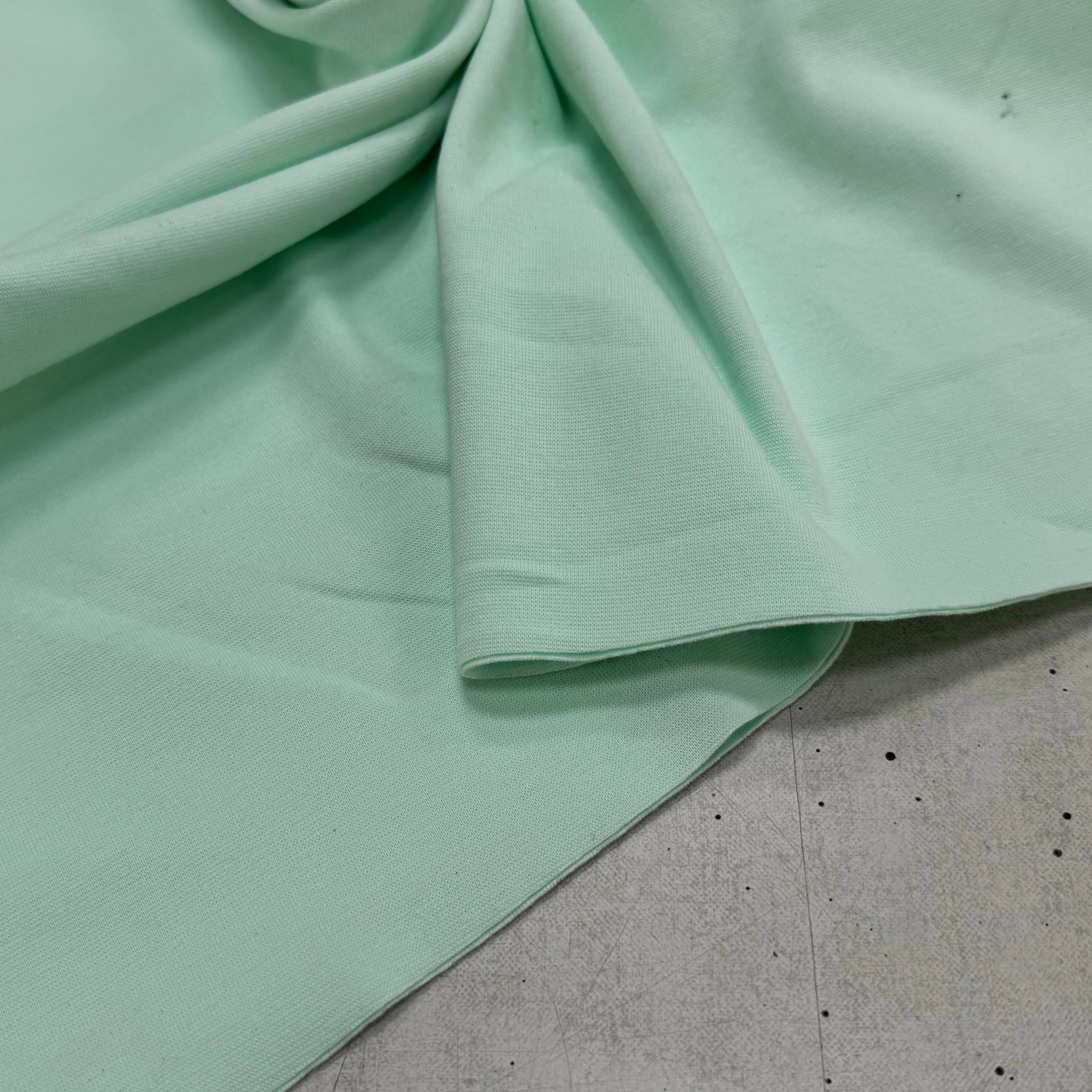 JERSEY COTON 2% ÉLASTHANNE TUBULAIRE 70CM CÔTE 1X1 HONEYDEW - My Little Coupon