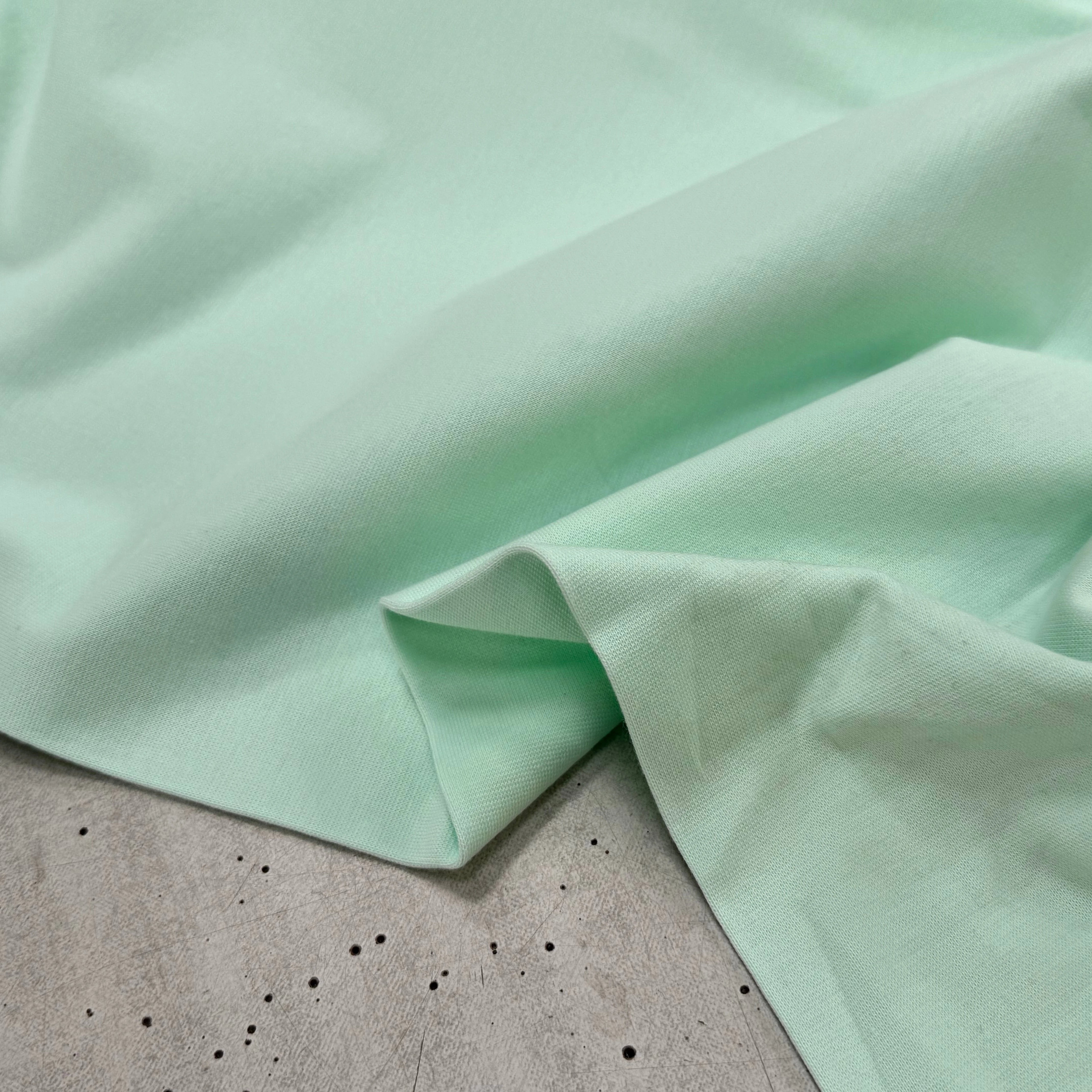 JERSEY COTON 2% ÉLASTHANNE TUBULAIRE 70CM CÔTE 1X1 HONEYDEW - My Little Coupon