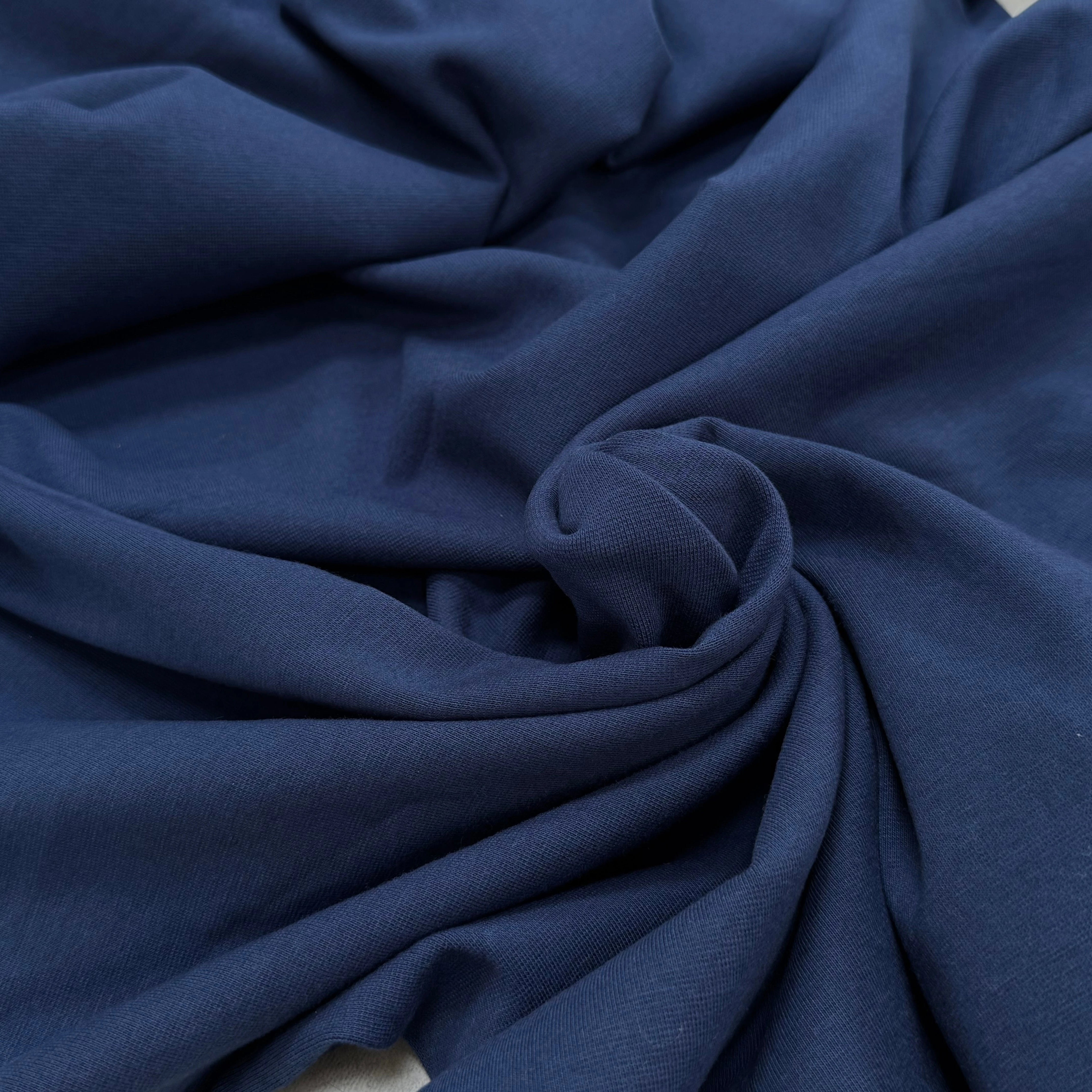 JERSEY COTON 2% ÉLASTHANNE TUBULAIRE 70CM CÔTE 1X1 INDIGO - My Little Coupon
