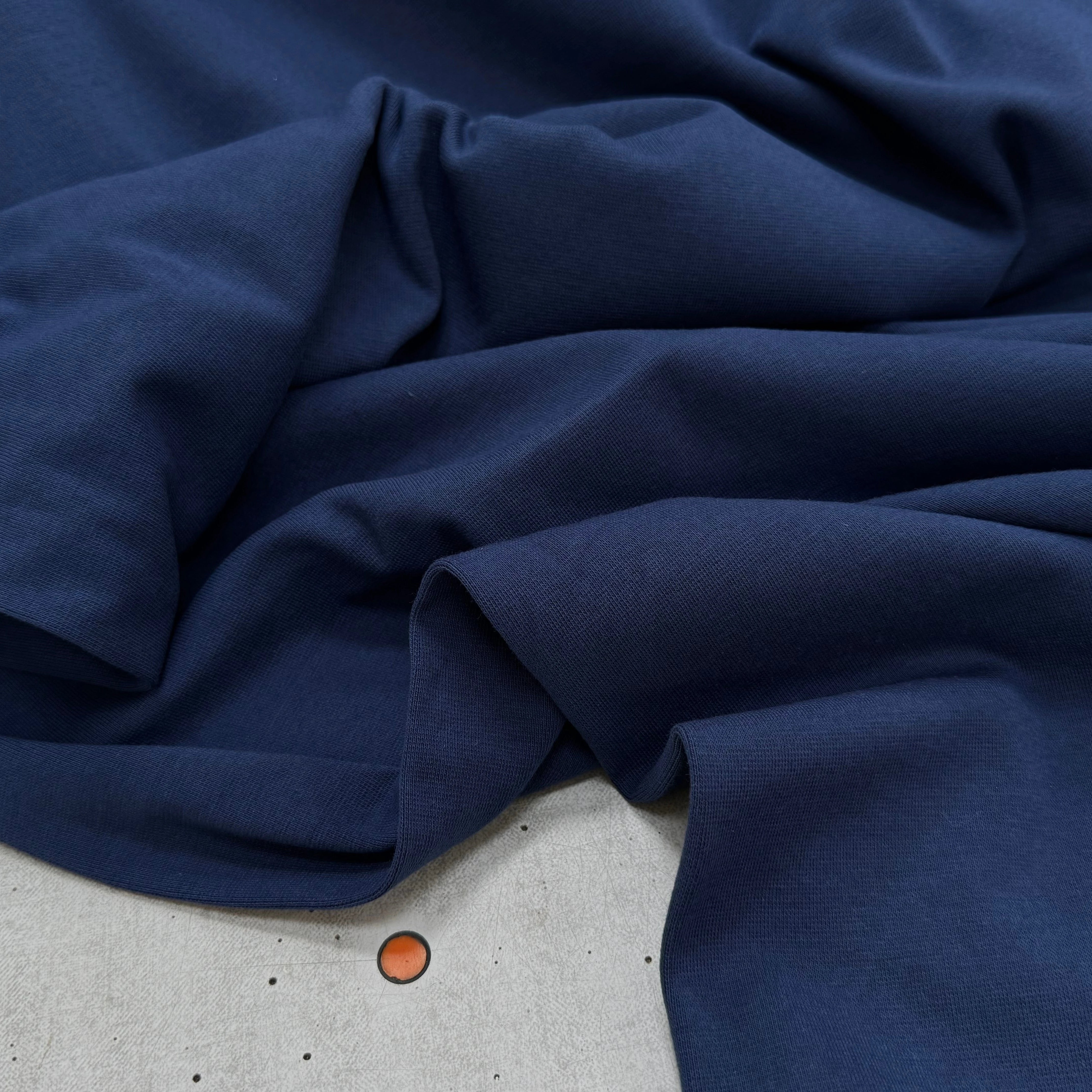 JERSEY COTON 2% ÉLASTHANNE TUBULAIRE 70CM CÔTE 1X1 INDIGO - My Little Coupon