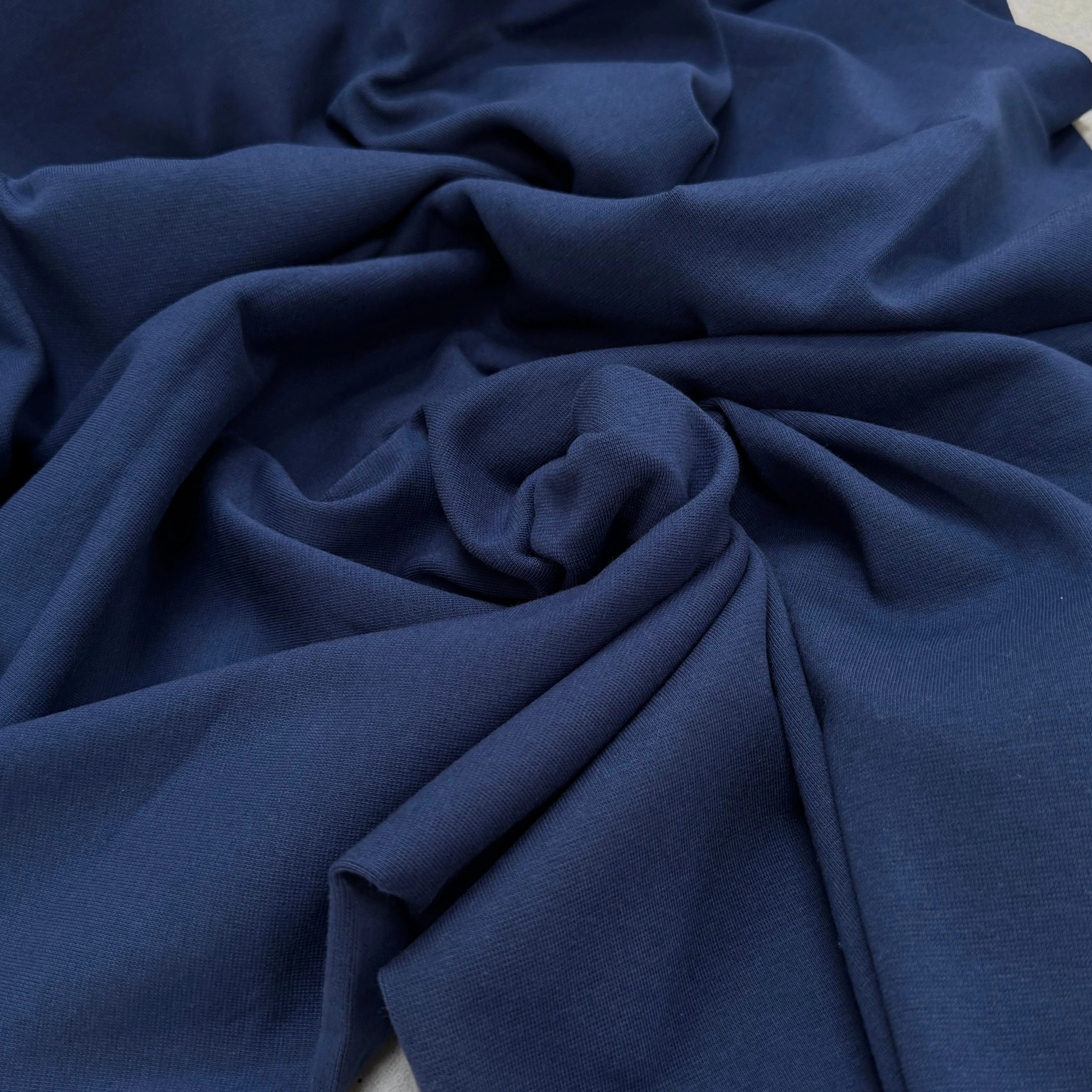 JERSEY COTON 2% ÉLASTHANNE TUBULAIRE 70CM CÔTE 1X1 INDIGO - My Little Coupon