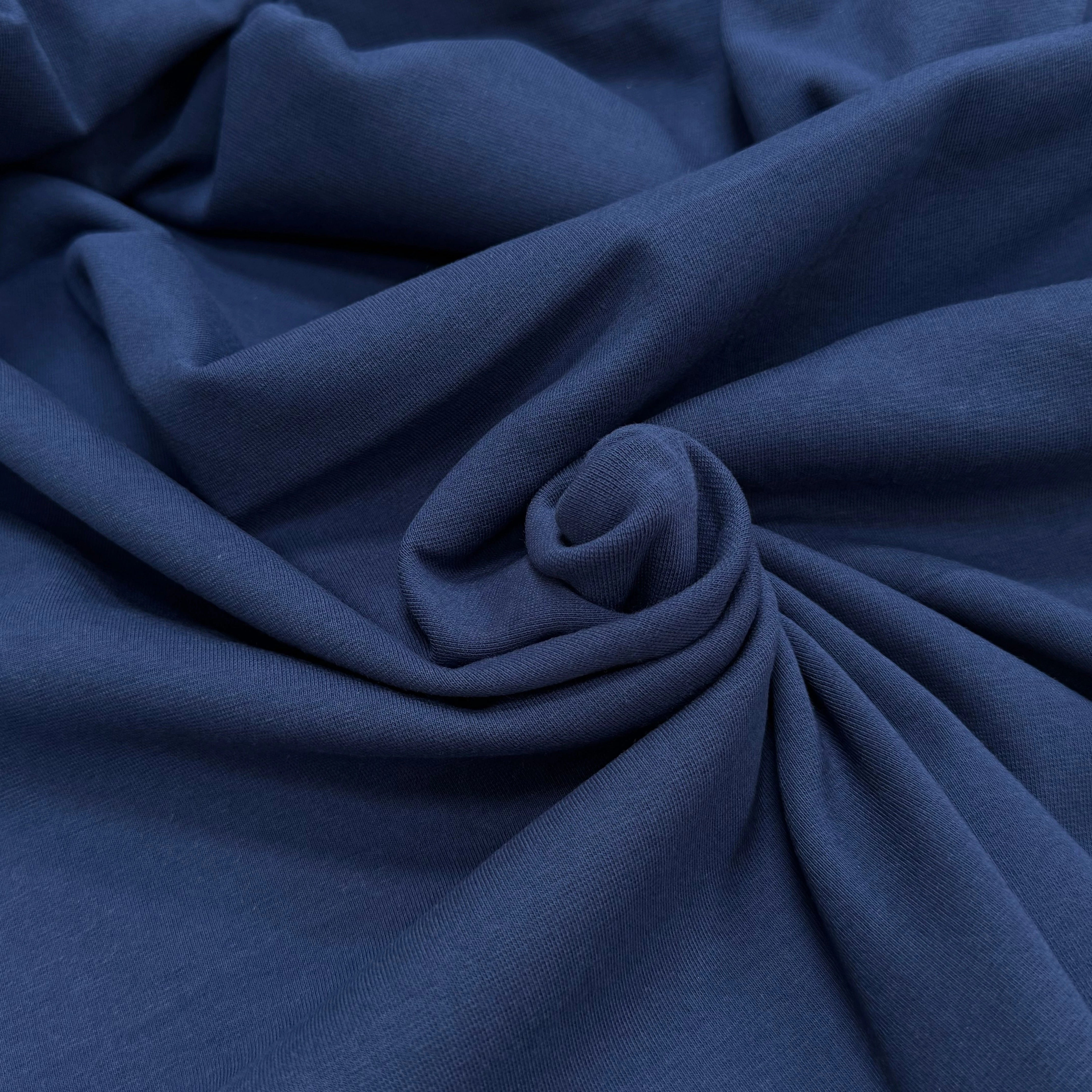 JERSEY COTON 2% ÉLASTHANNE TUBULAIRE 70CM CÔTE 1X1 INDIGO - My Little Coupon