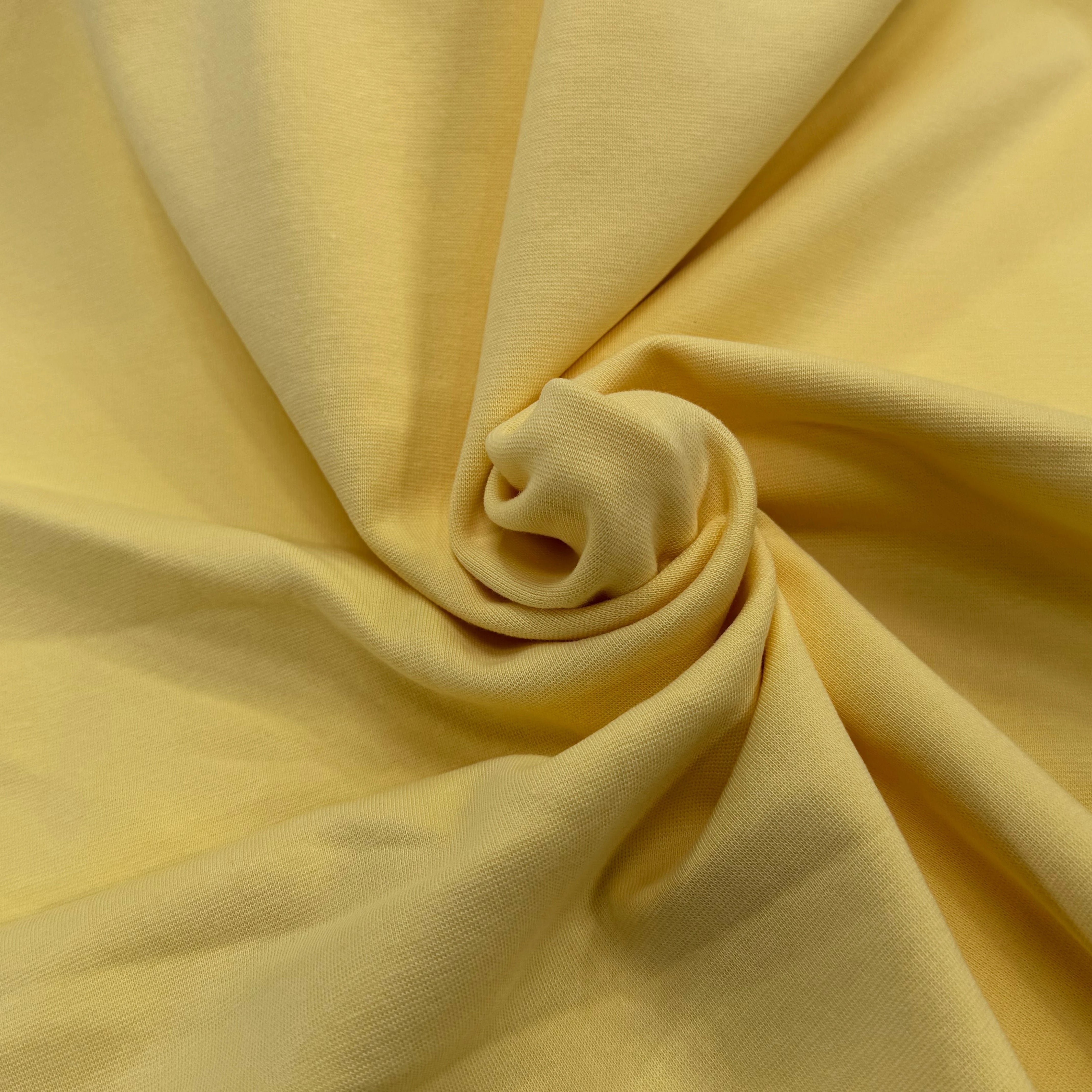 JERSEY COTON 2% ÉLASTHANNE TUBULAIRE 70CM CÔTE 1X1 JAUNE 83 - My Little Coupon