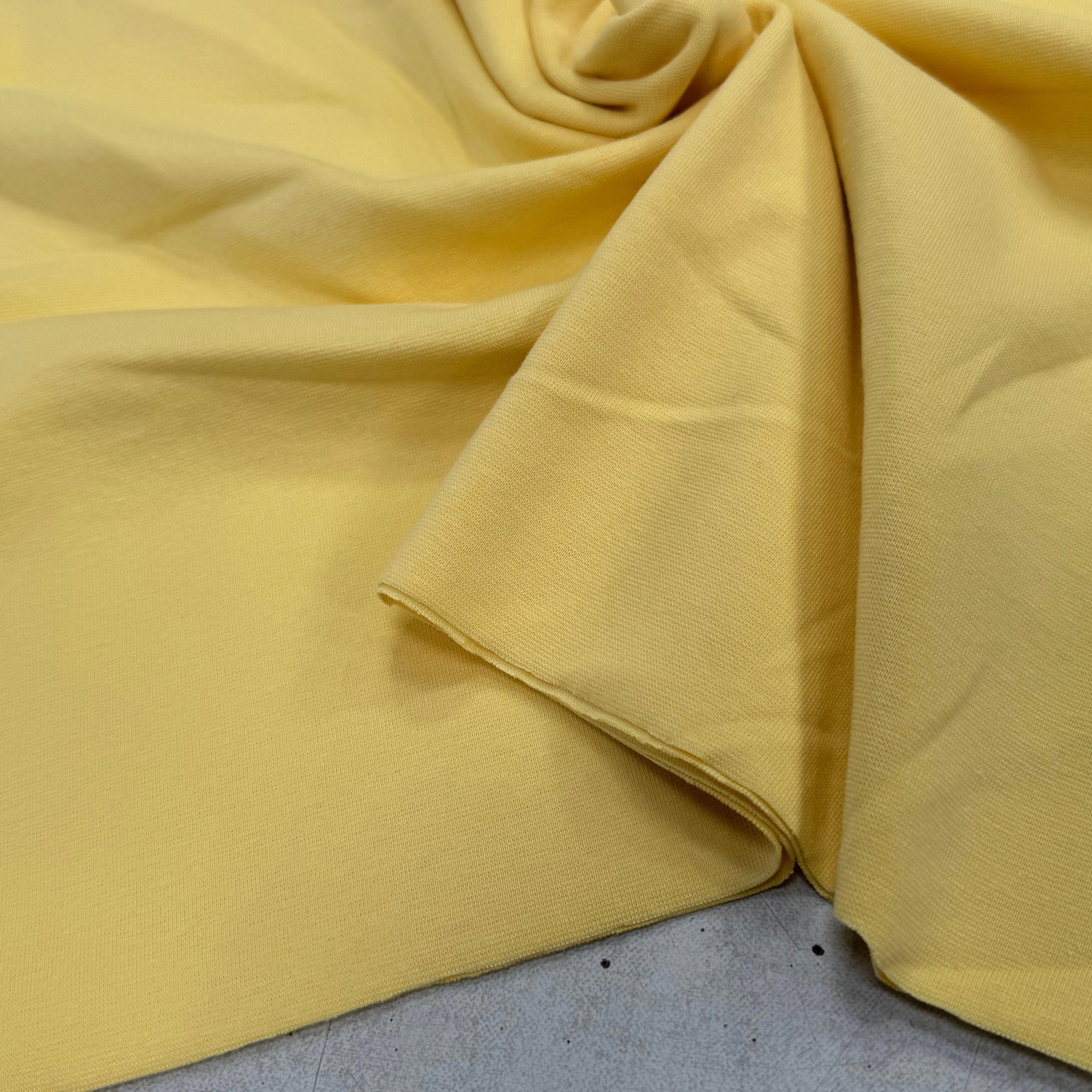JERSEY COTON 2% ÉLASTHANNE TUBULAIRE 70CM CÔTE 1X1 JAUNE 83 - My Little Coupon
