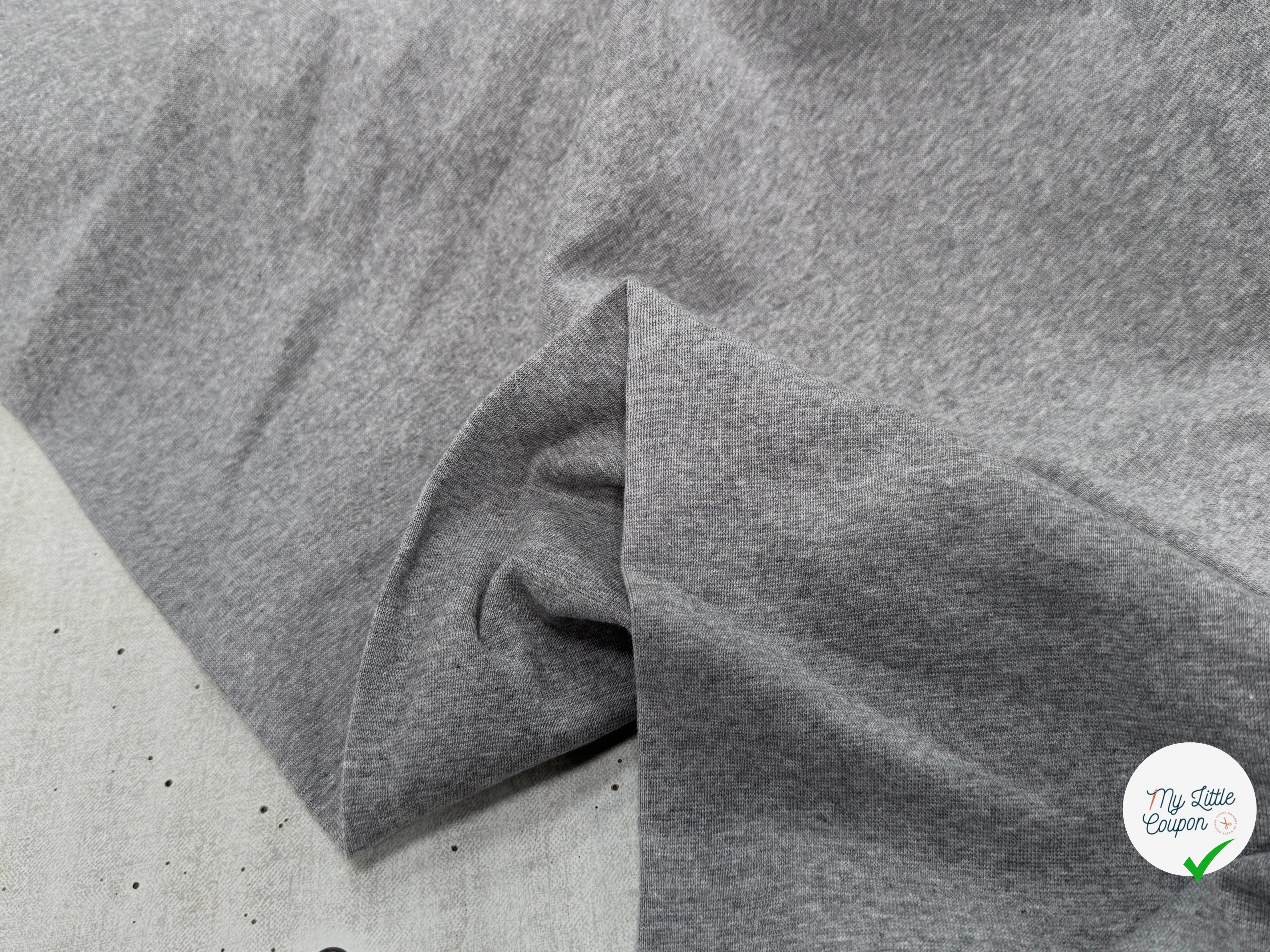 JERSEY COTON 2% ÉLASTHANNE TUBULAIRE 70CM CÔTE 1X1 LIGHT HEATHER GREY - My Little Coupon