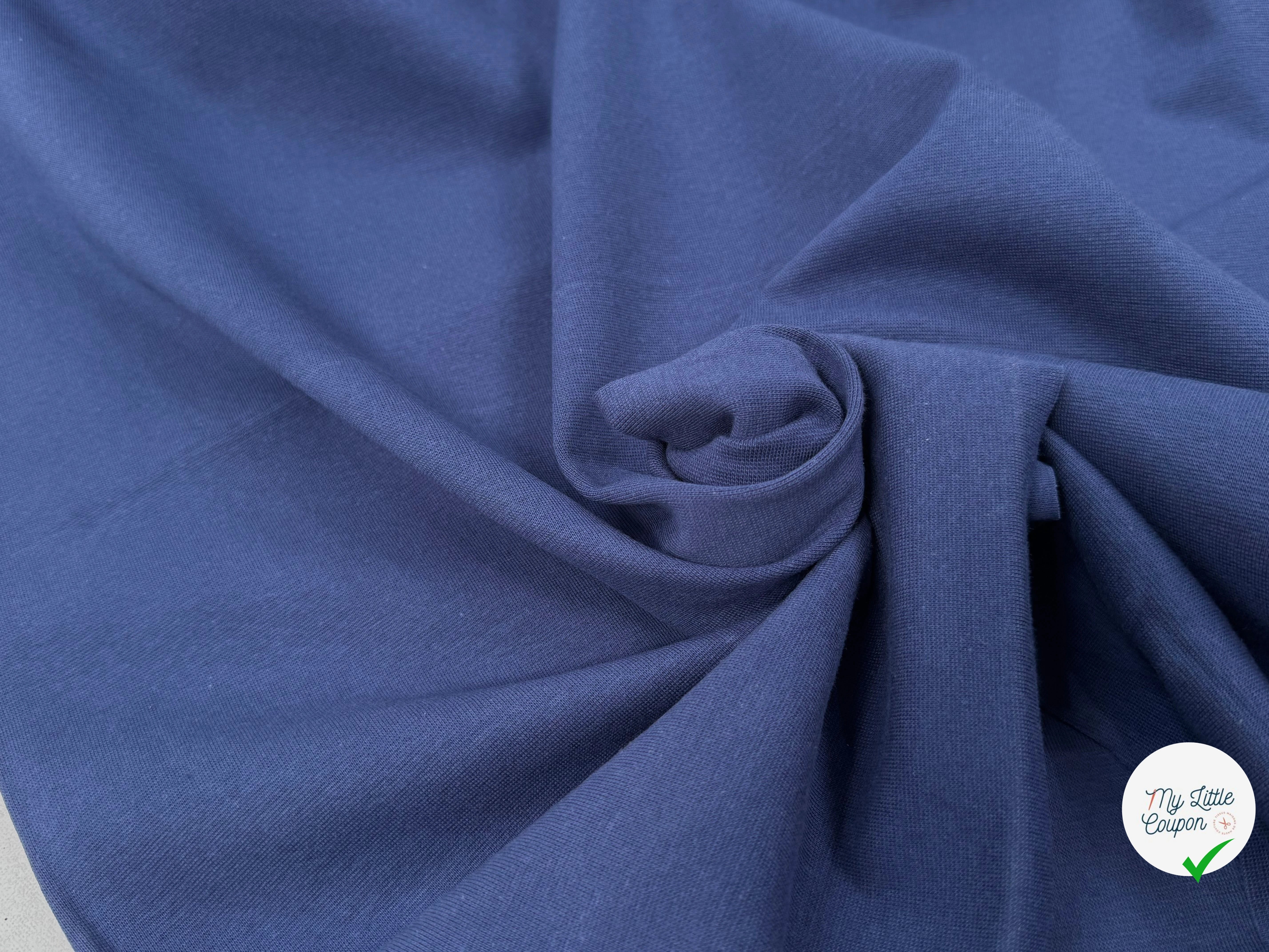 JERSEY COTON 2% ÉLASTHANNE TUBULAIRE 70CM CÔTE 1X1 MEDIEVAL BLUE - My Little Coupon