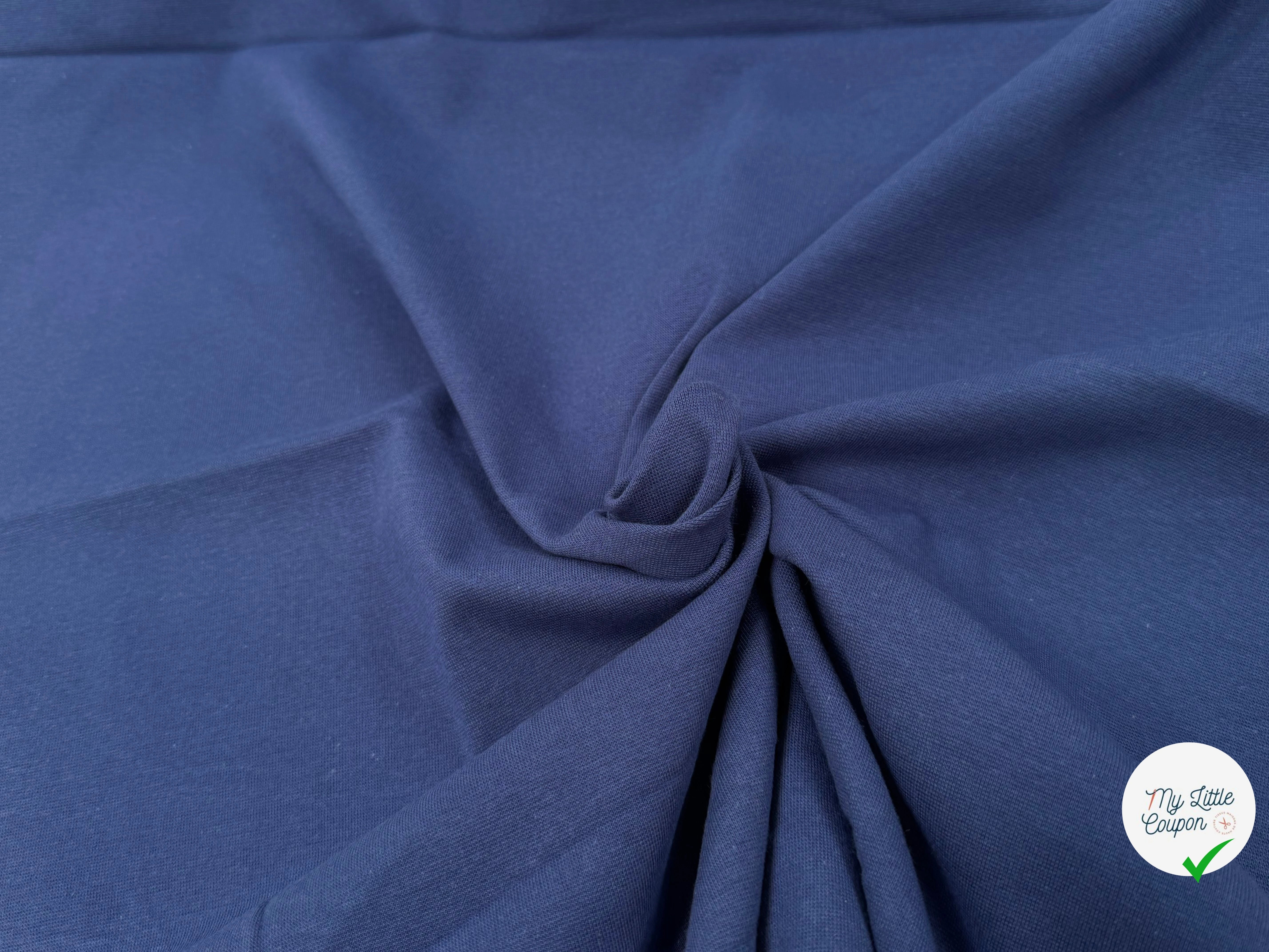 JERSEY COTON 2% ÉLASTHANNE TUBULAIRE 70CM CÔTE 1X1 MEDIEVAL BLUE - My Little Coupon