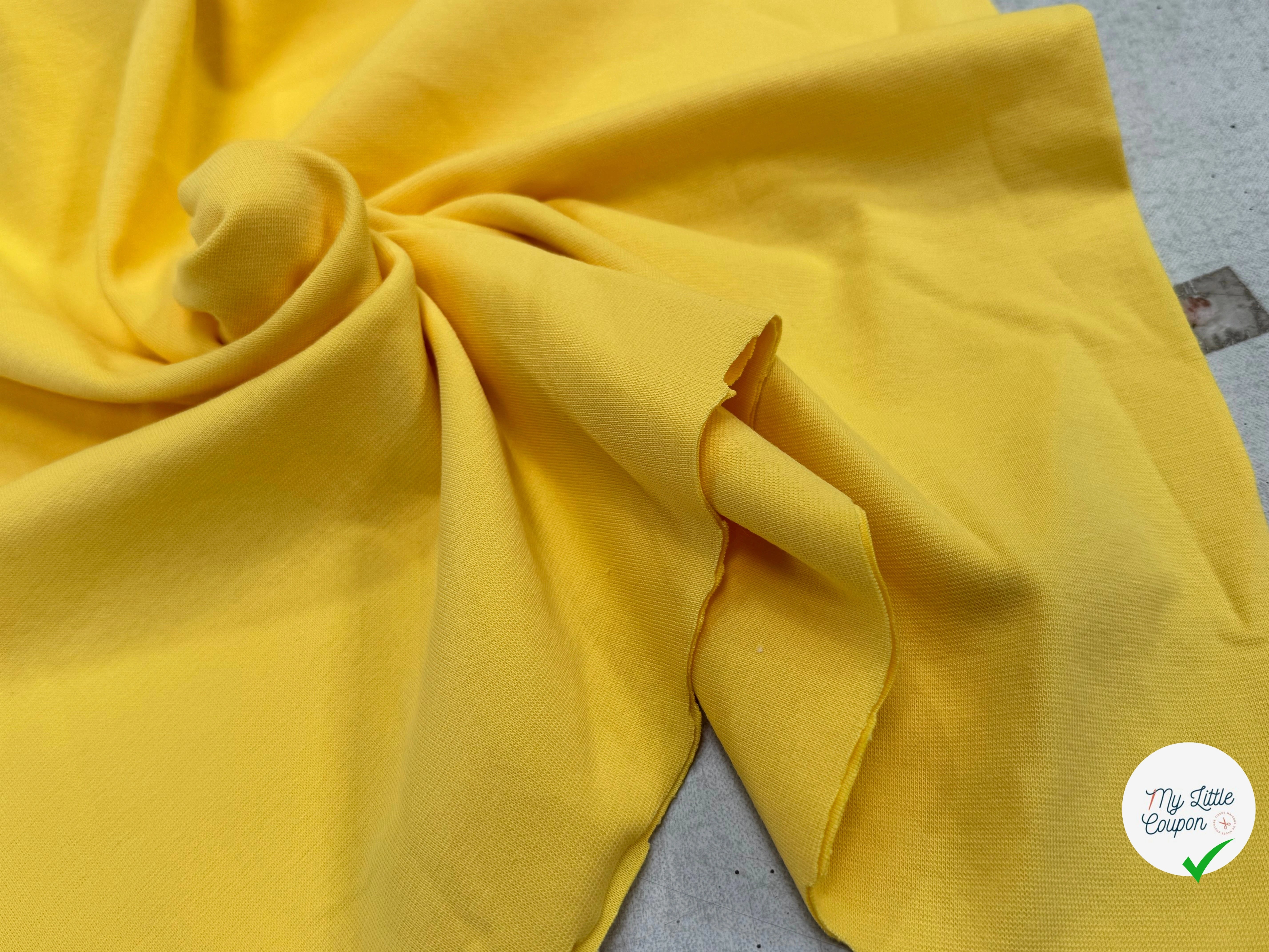 JERSEY COTON 2% ÉLASTHANNE TUBULAIRE 70CM CÔTE 1X1 MINION YELLOW - My Little Coupon