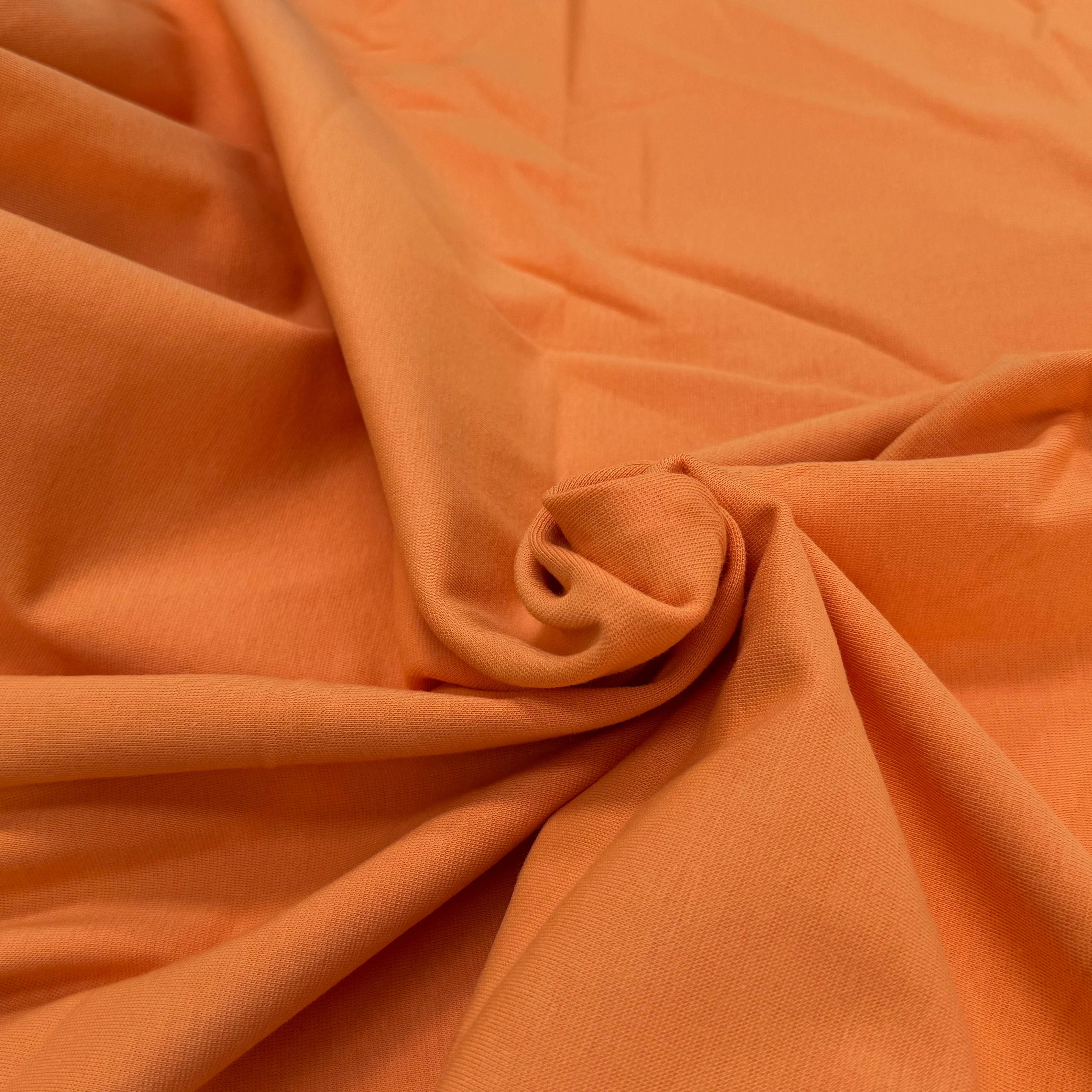 JERSEY COTON 2% ÉLASTHANNE TUBULAIRE 70CM CÔTE 1X1 MUSKMELON - My Little Coupon