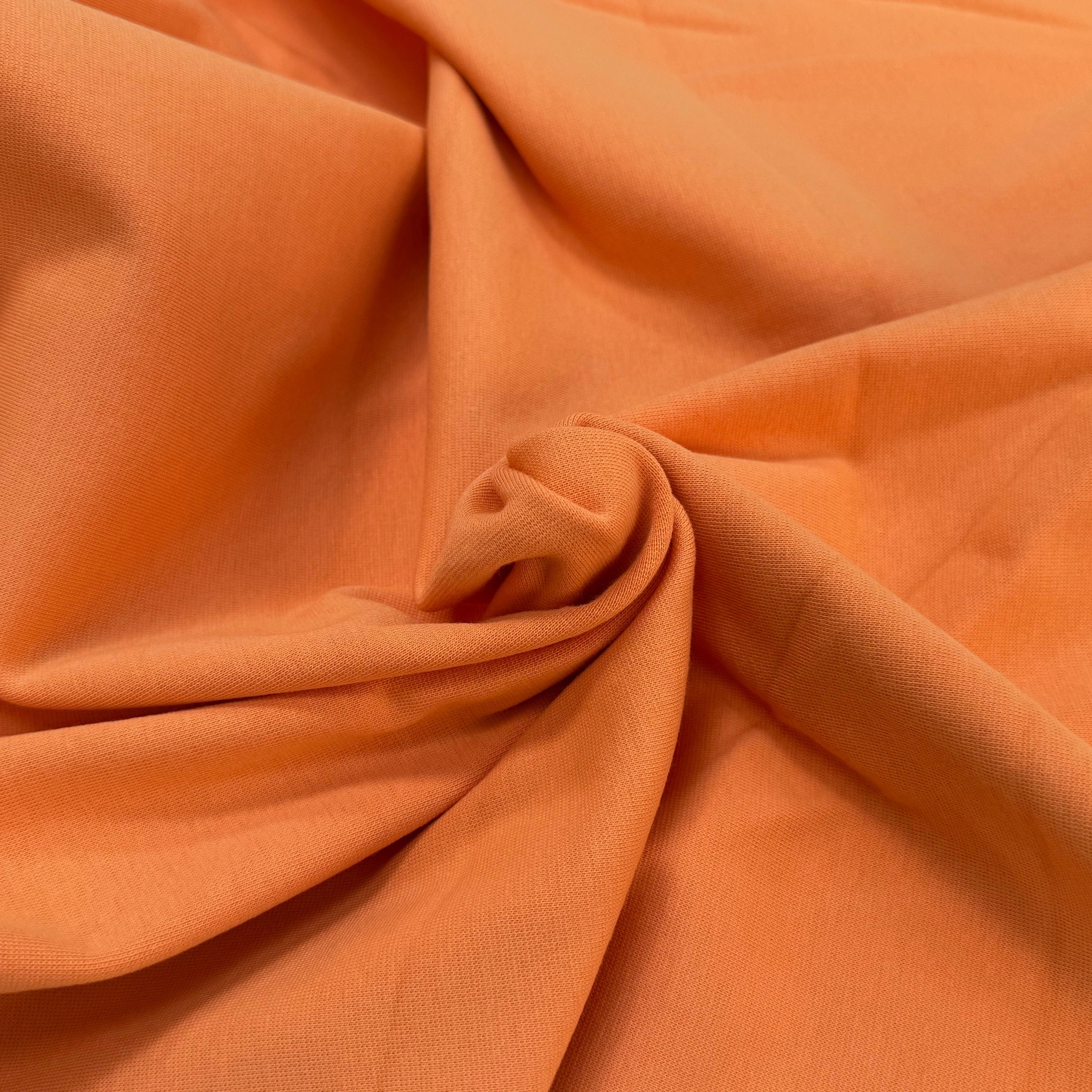 JERSEY COTON 2% ÉLASTHANNE TUBULAIRE 70CM CÔTE 1X1 MUSKMELON - My Little Coupon