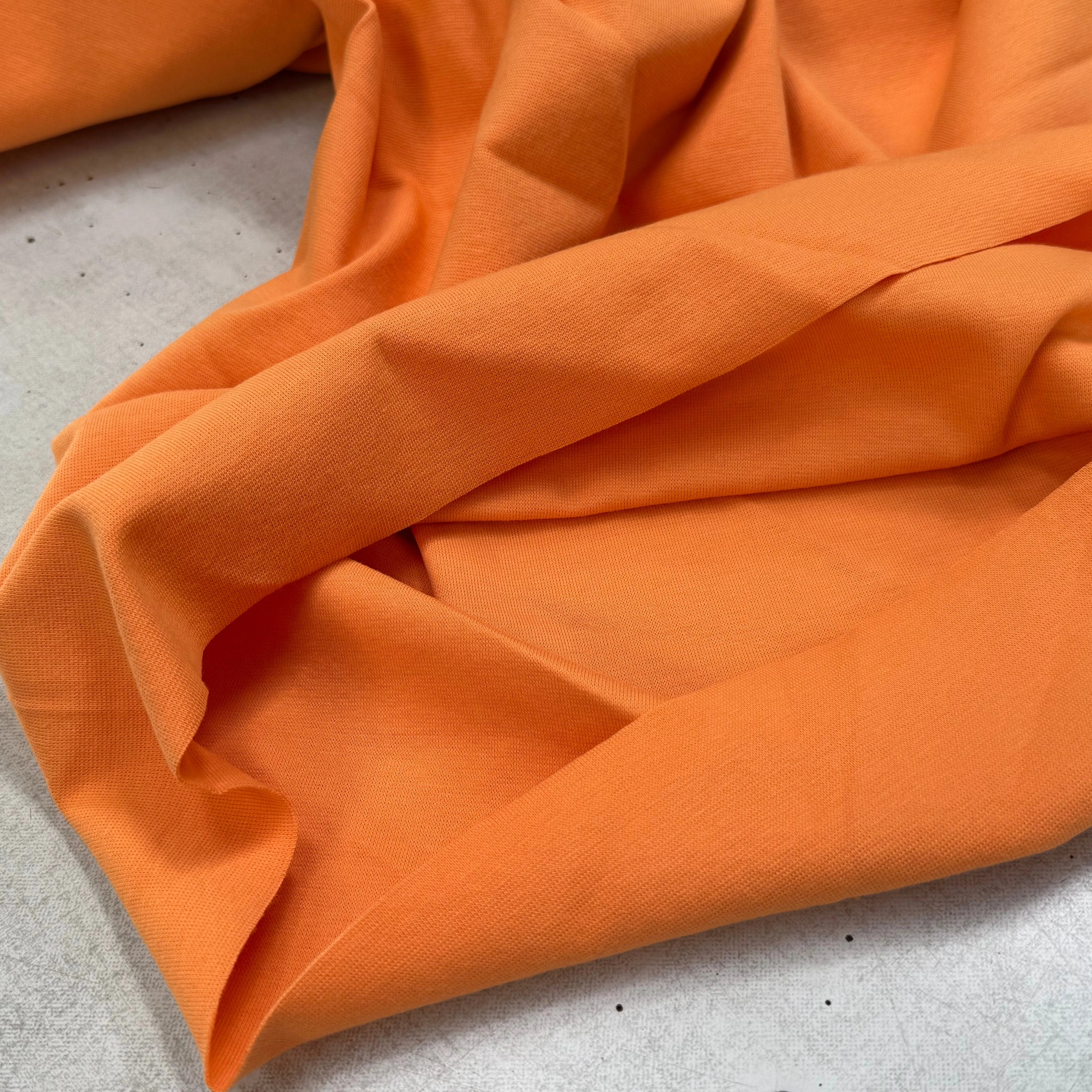 JERSEY COTON 2% ÉLASTHANNE TUBULAIRE 70CM CÔTE 1X1 MUSKMELON - My Little Coupon