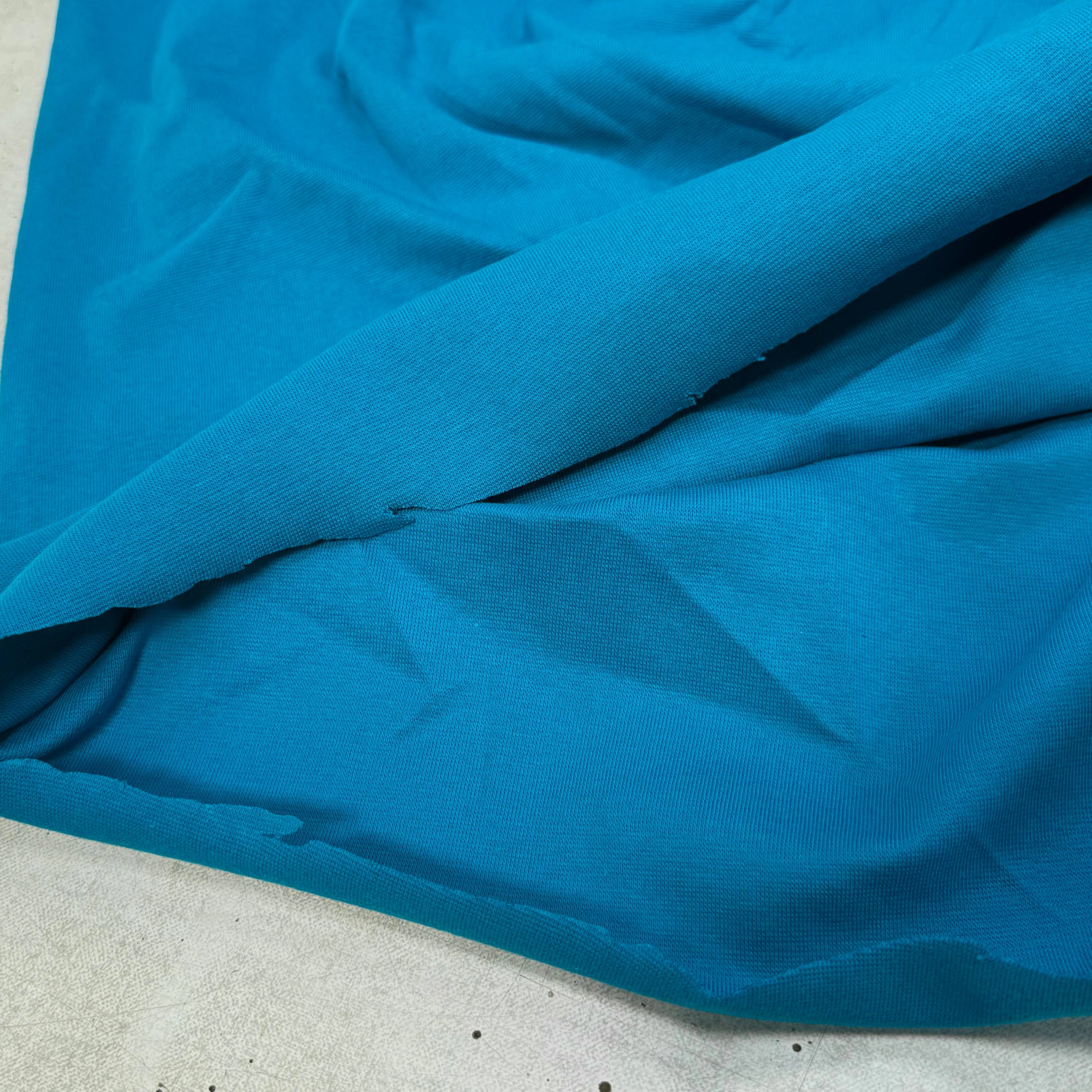 JERSEY COTON 2% ÉLASTHANNE TUBULAIRE 70CM CÔTE 1X1 MYKONOS BLUE - My Little Coupon