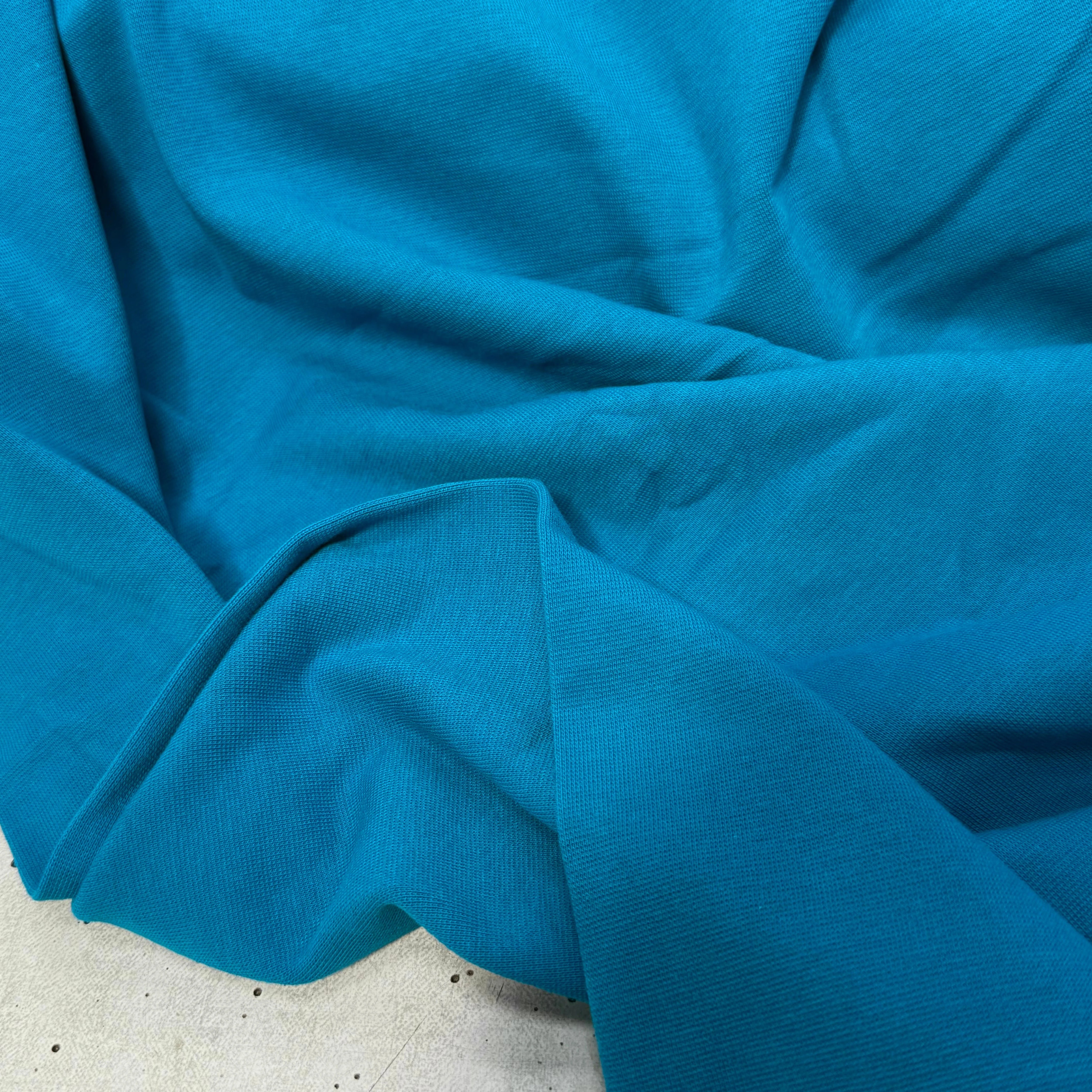 JERSEY COTON 2% ÉLASTHANNE TUBULAIRE 70CM CÔTE 1X1 MYKONOS BLUE - My Little Coupon