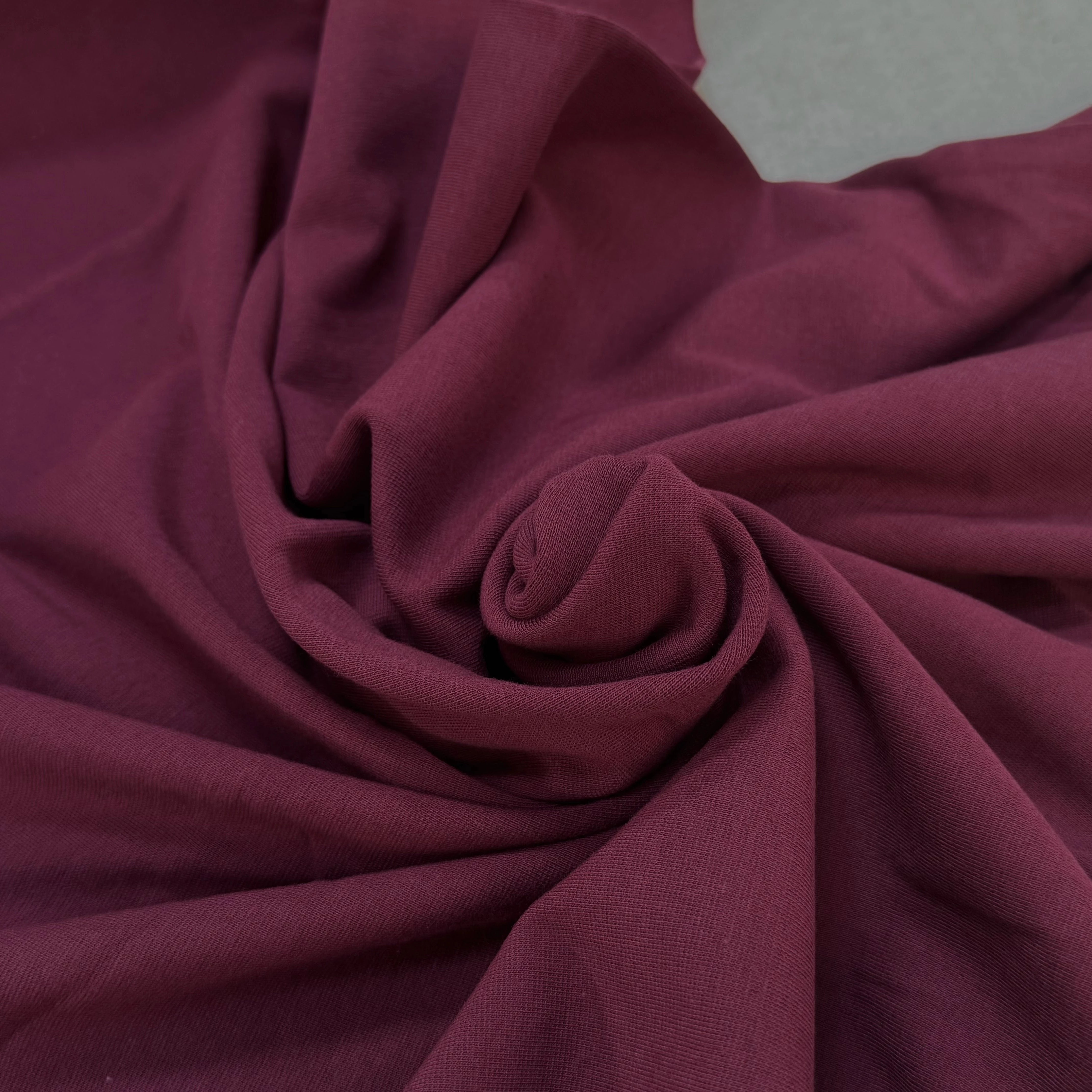 JERSEY COTON 2% ÉLASTHANNE TUBULAIRE 70CM CÔTE 1X1 PRUNE CAMUSET - My Little Coupon