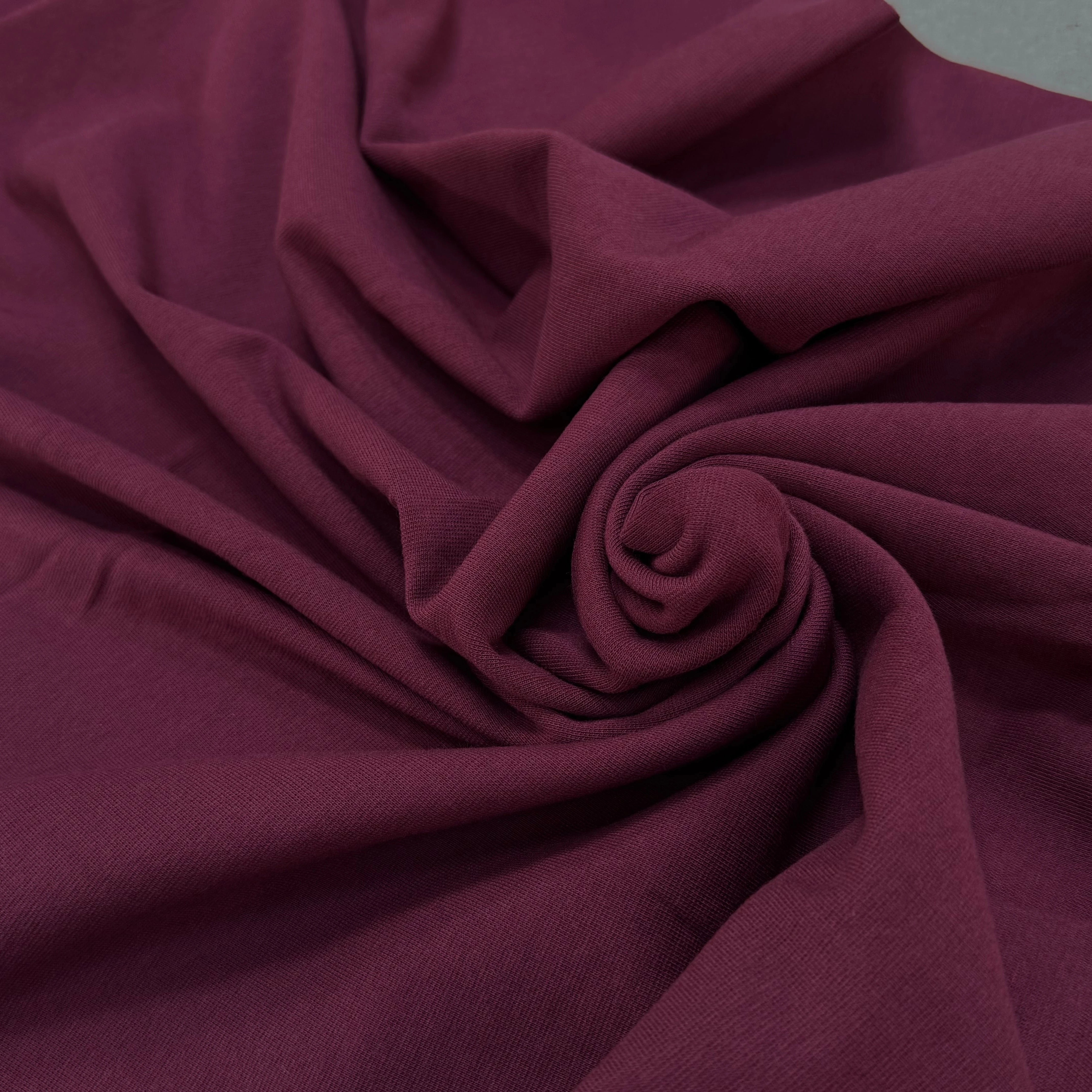 JERSEY COTON 2% ÉLASTHANNE TUBULAIRE 70CM CÔTE 1X1 PRUNE CAMUSET - My Little Coupon