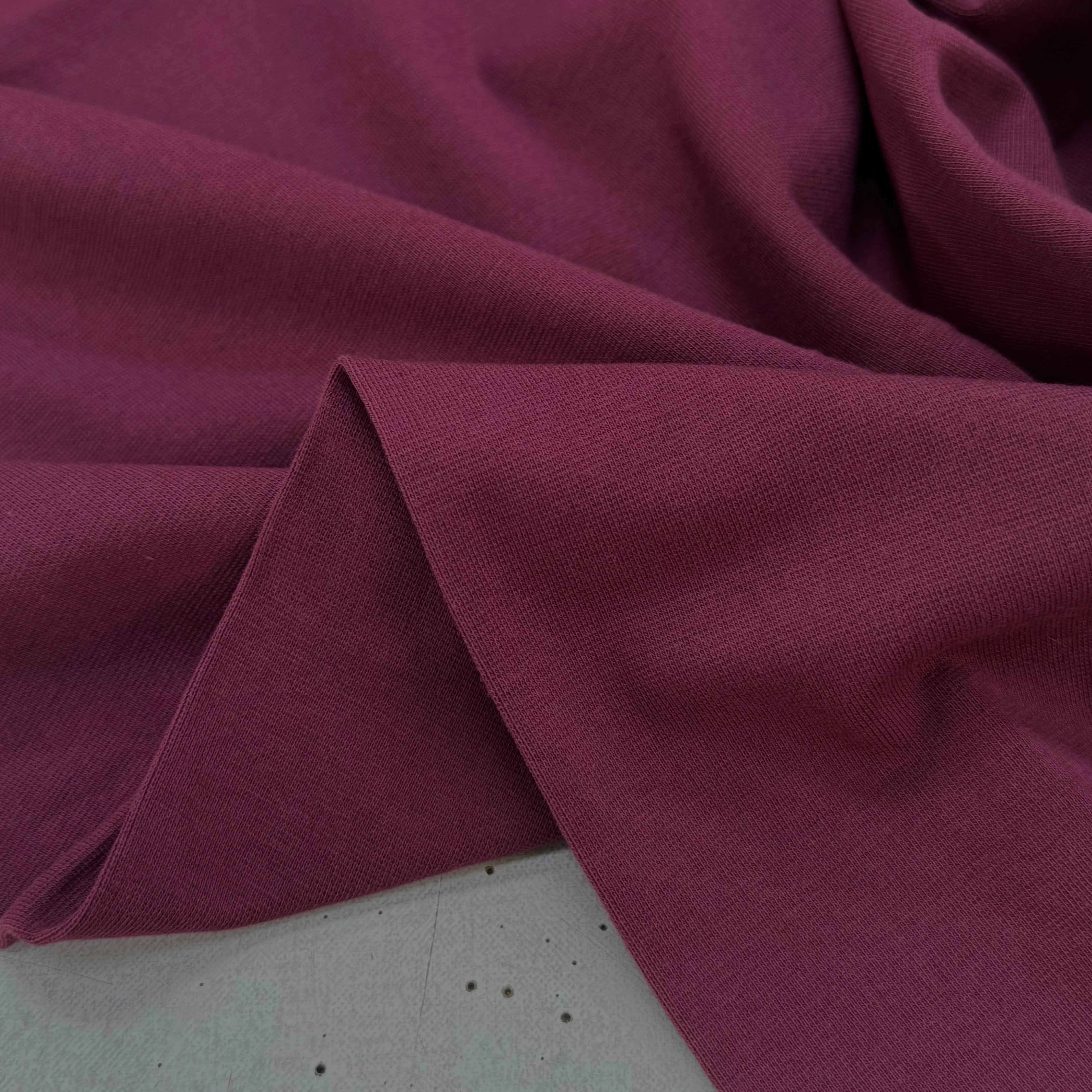 JERSEY COTON 2% ÉLASTHANNE TUBULAIRE 70CM CÔTE 1X1 PRUNE CAMUSET - My Little Coupon