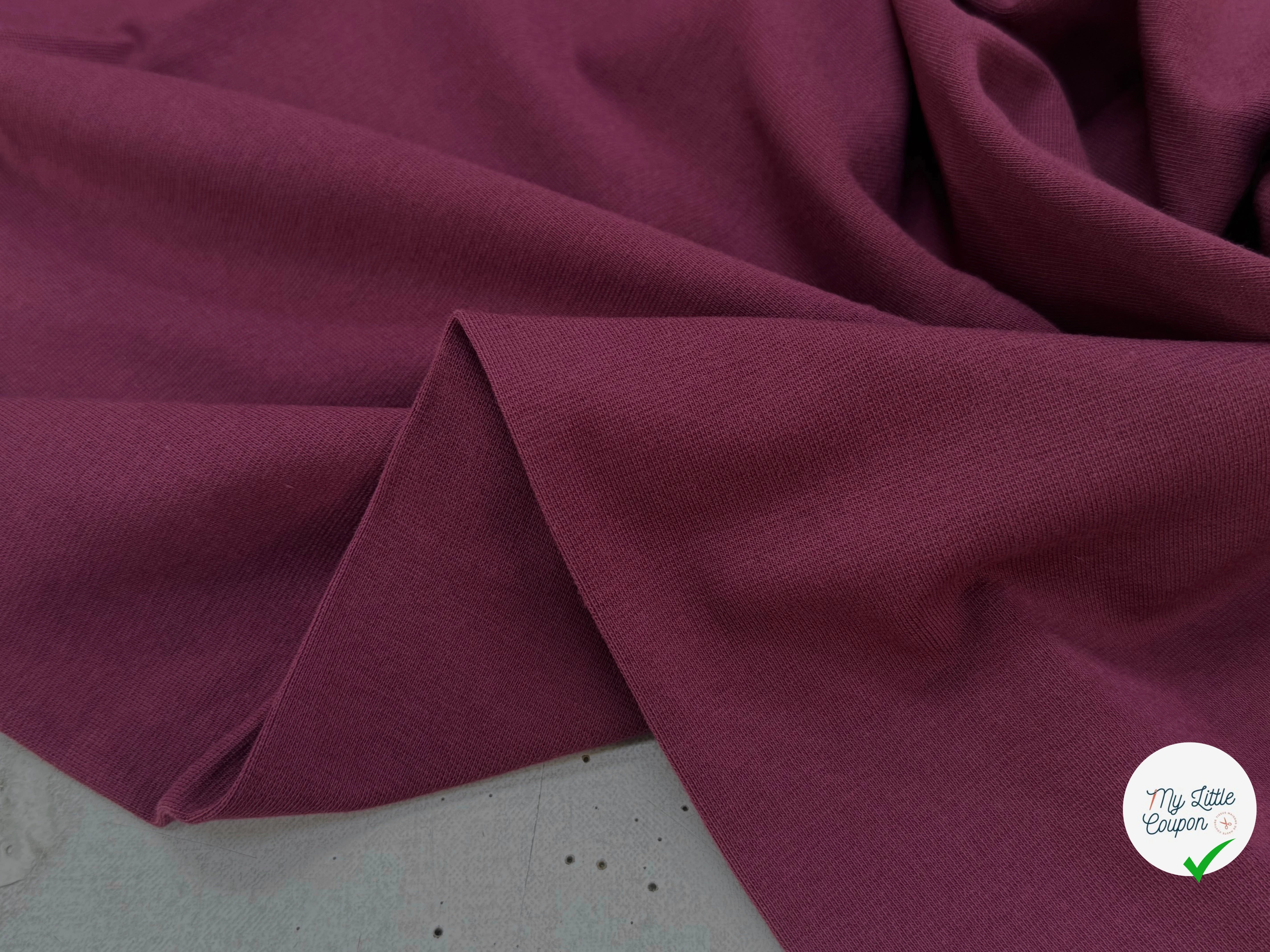 JERSEY COTON 2% ÉLASTHANNE TUBULAIRE 70CM CÔTE 1X1 PRUNE CAMUSET - My Little Coupon